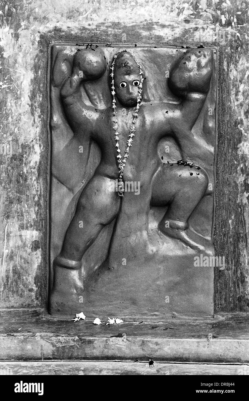 Lord Hanuman Idol mit Girlande, Kanpur, Uttar Pradesh, Indien, 1984 Stockfoto