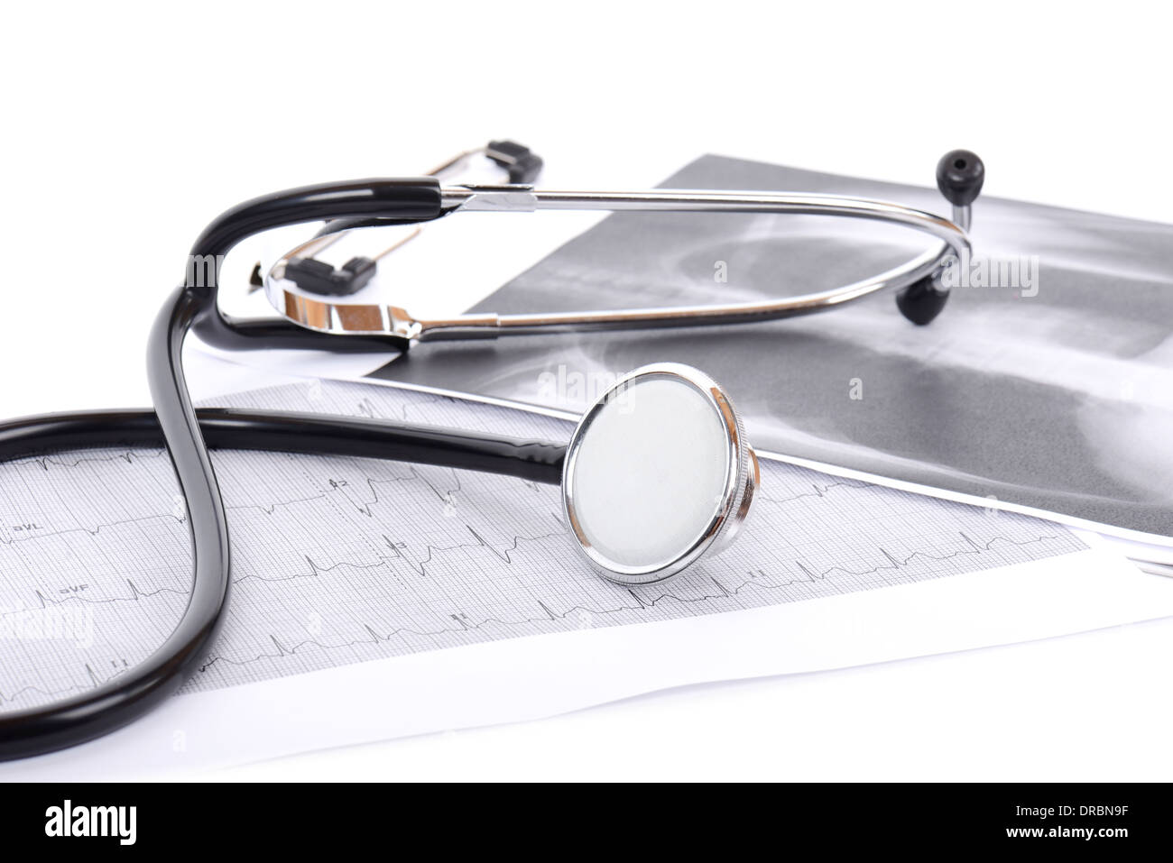 ärztliche Untersuchung Ausrüstung Röntgen und EKG Stockfoto