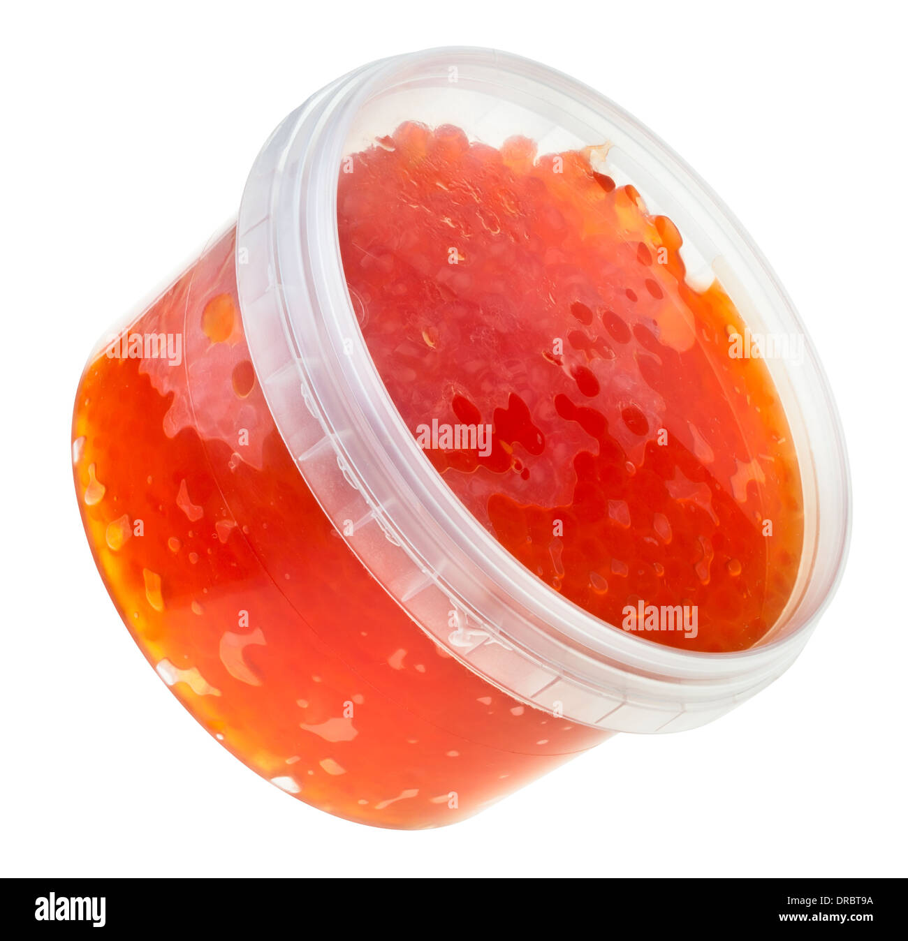 Kaviar-Glas-Pfad isoliert auf weiss Stockfoto