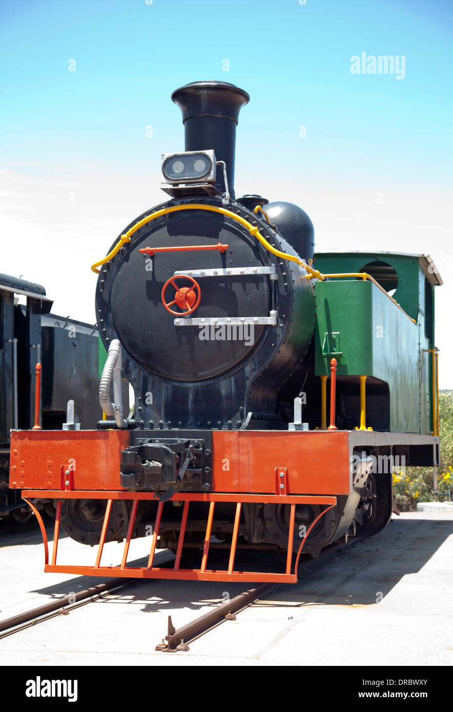 Sandstein Douglas Colliery Lokomotive Plinthed in Century City in Kapstadt - Südafrika Stockfoto