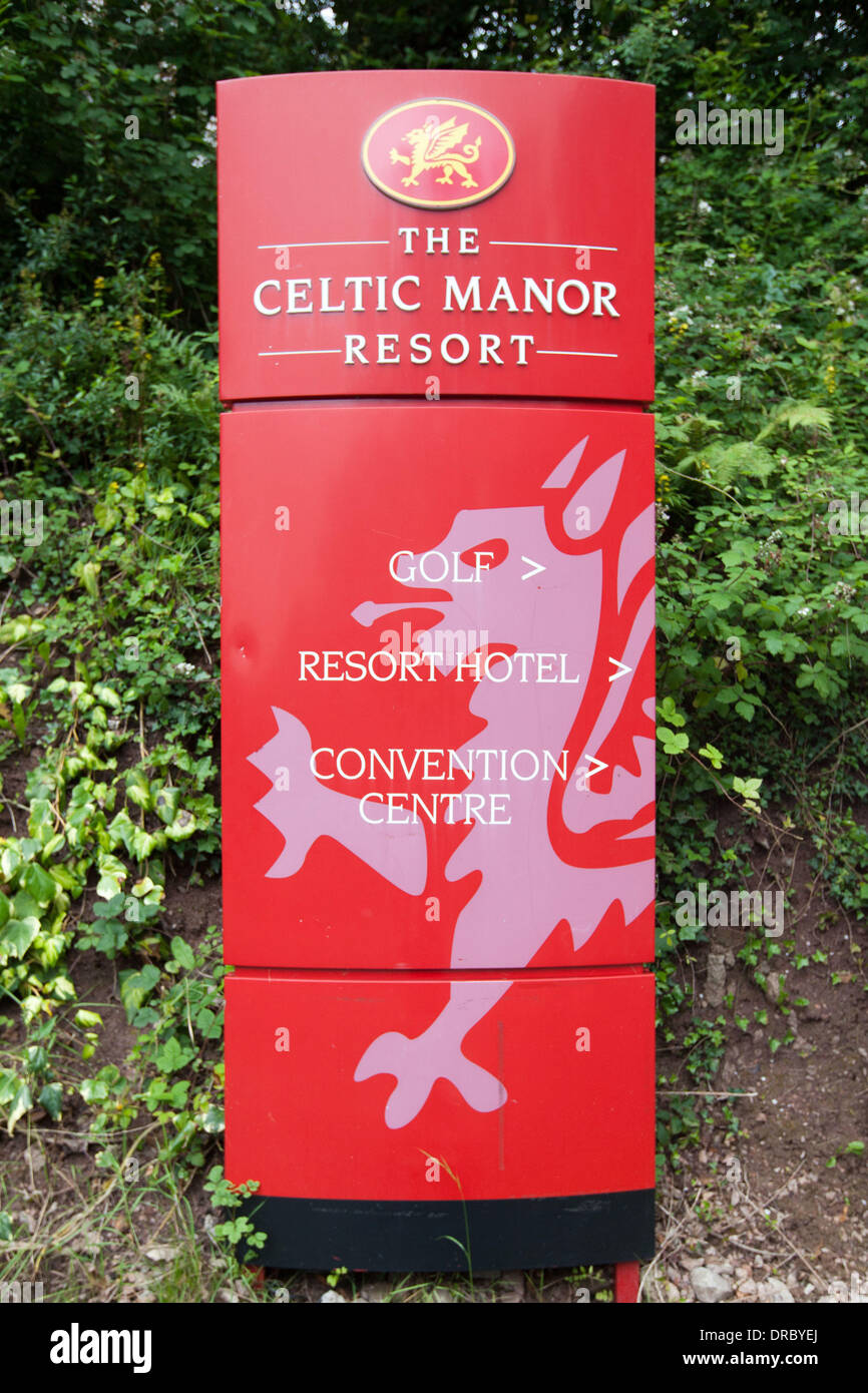 Gesamtansicht der The Celtic Manor Resort in The Usk Valley. Das Celtic Manor Resort veranstaltet das "Life Music Foundation" Charity Fundraising-Event am Samstag (14 Jul 12) Newport, Wales - 13.07.12 Stockfoto