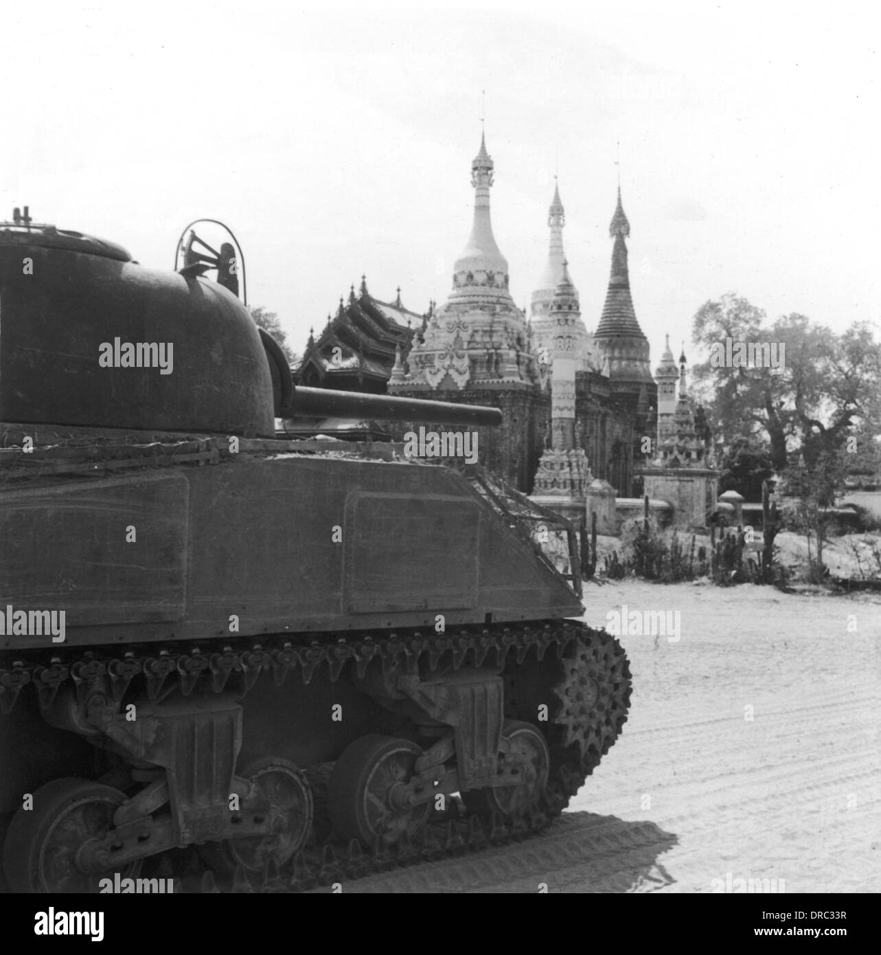Schottische Panzerbesatzung in Birma - 1945 Stockfoto
