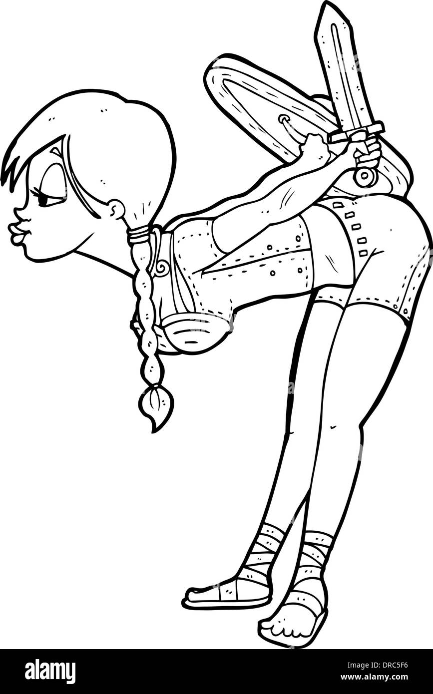 Wikinger Mädchen verbeugte sich Cartoon Stock Vektor