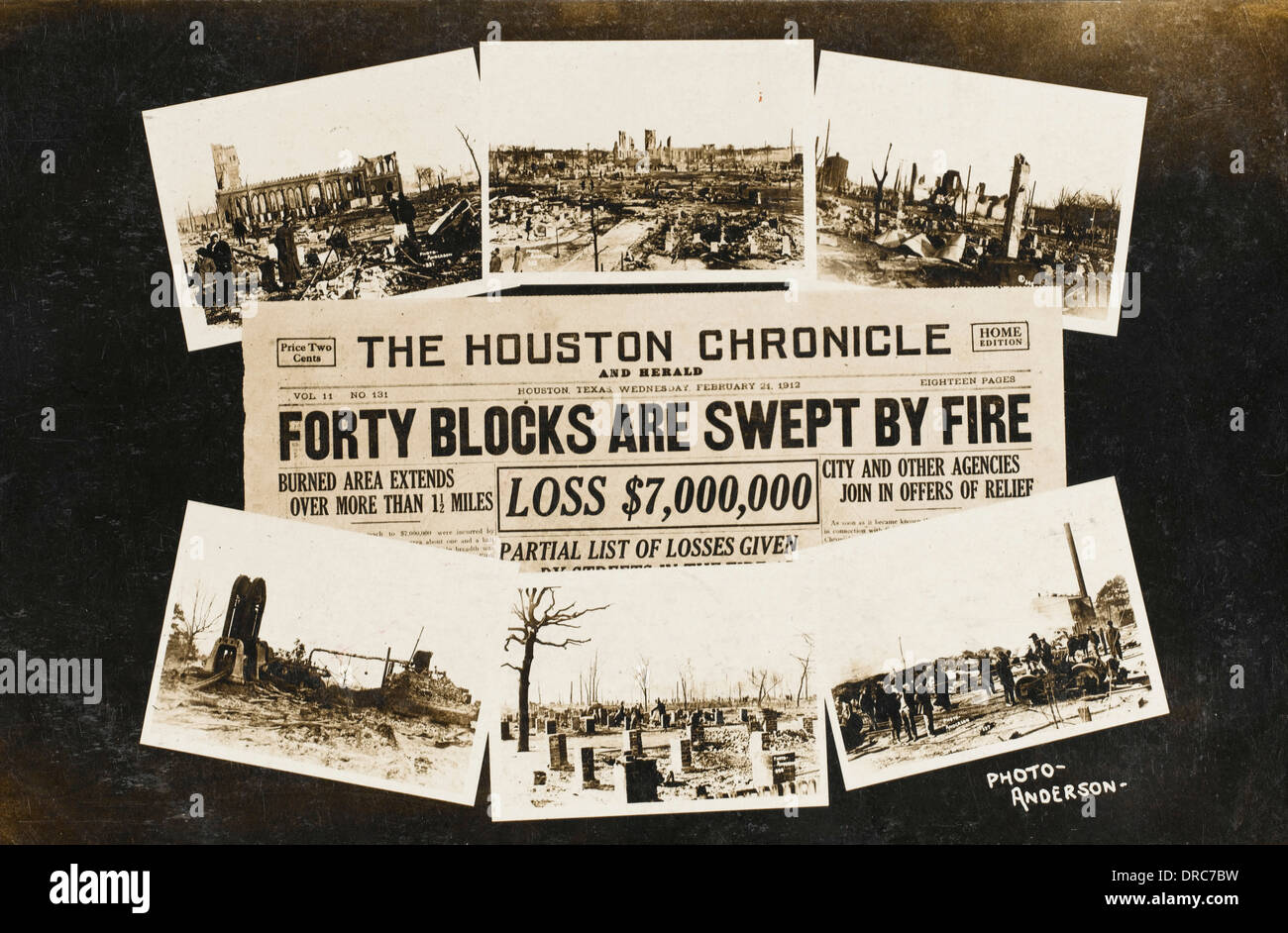 Feuer, das Houston verwüstet Stockfoto