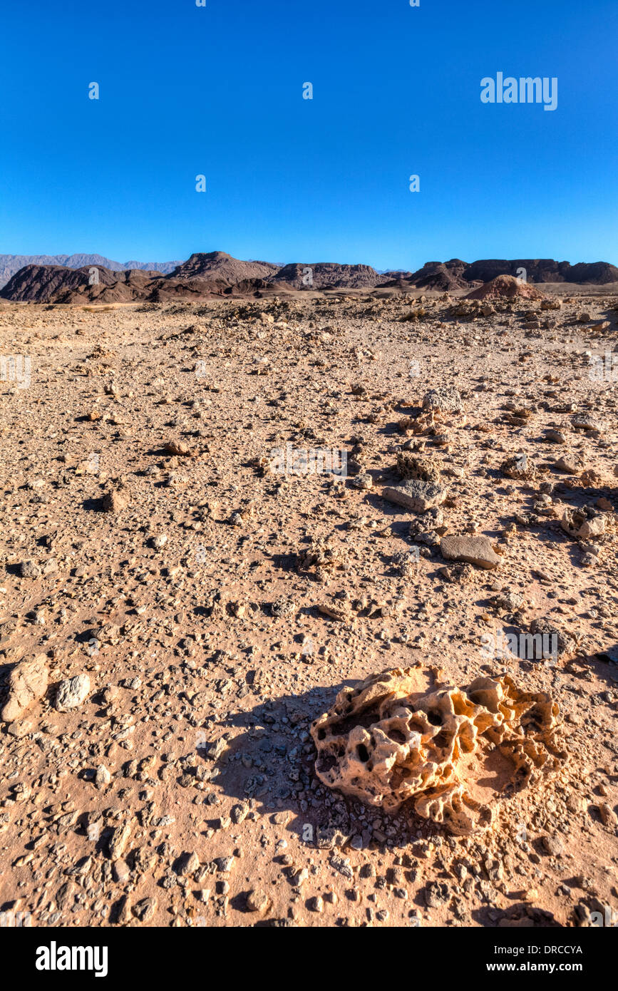 Wüstenlandschaft im Timna Nationalpark in Israel Stockfoto