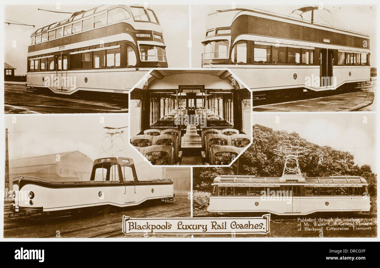 Blackpool Straßenbahn Autos Stockfoto