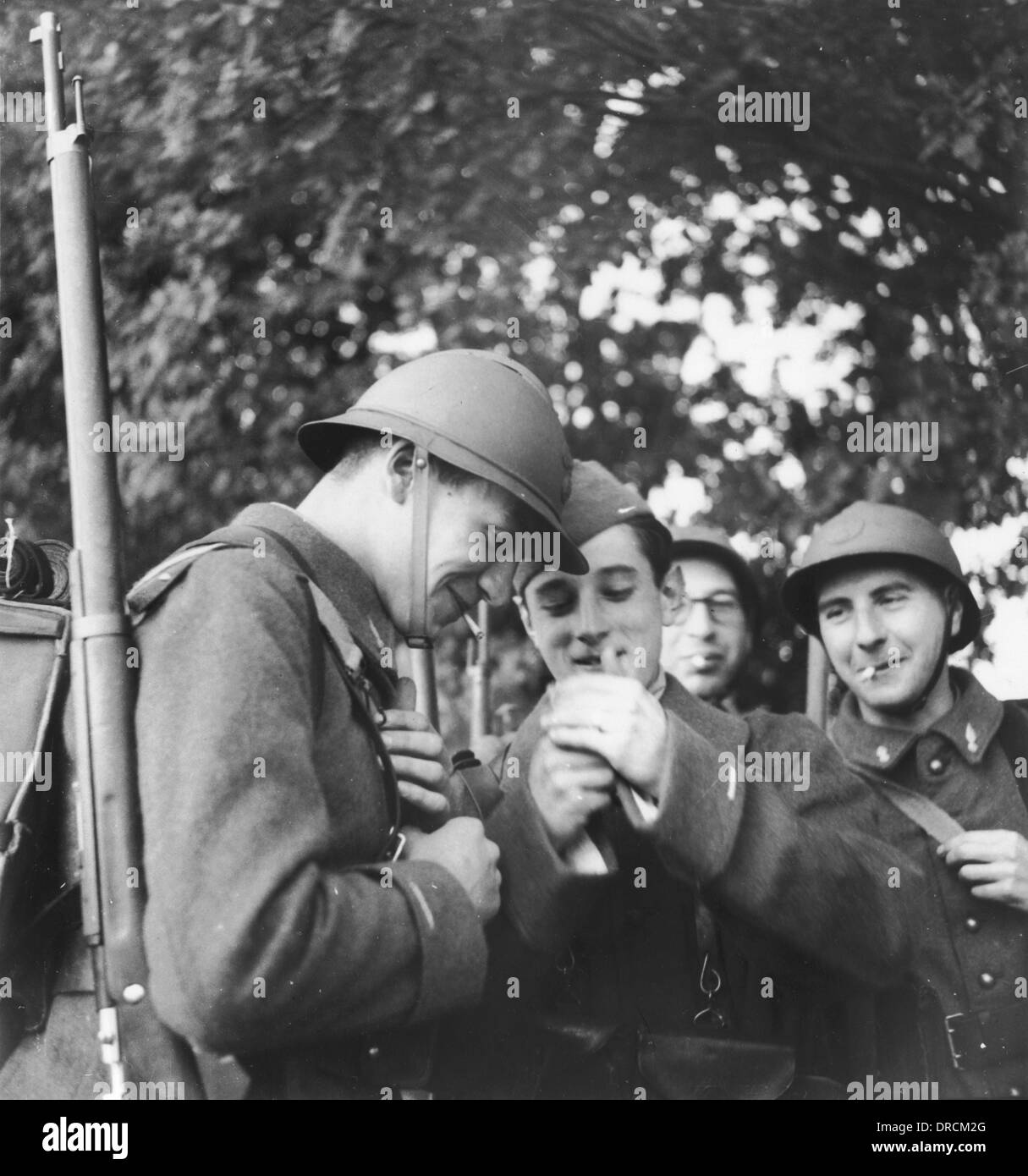 Französische Infanterie-Offizier-Training-WWII Stockfoto