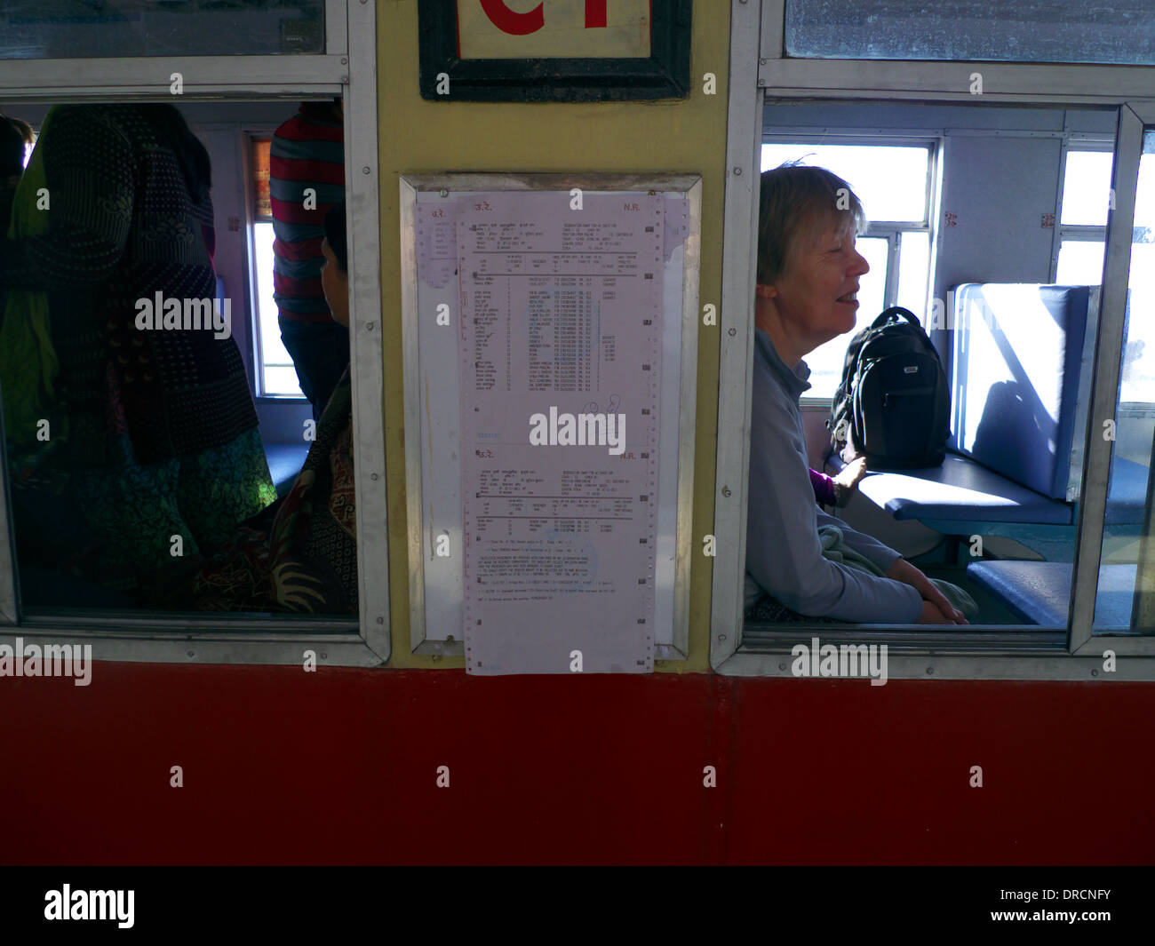 Passagierliste auf 1. Klasse Wagen, Shimla, Kalka Spielzeug Bahnhof, Shimla, Himachal Pradesh, Nordindien Stockfoto