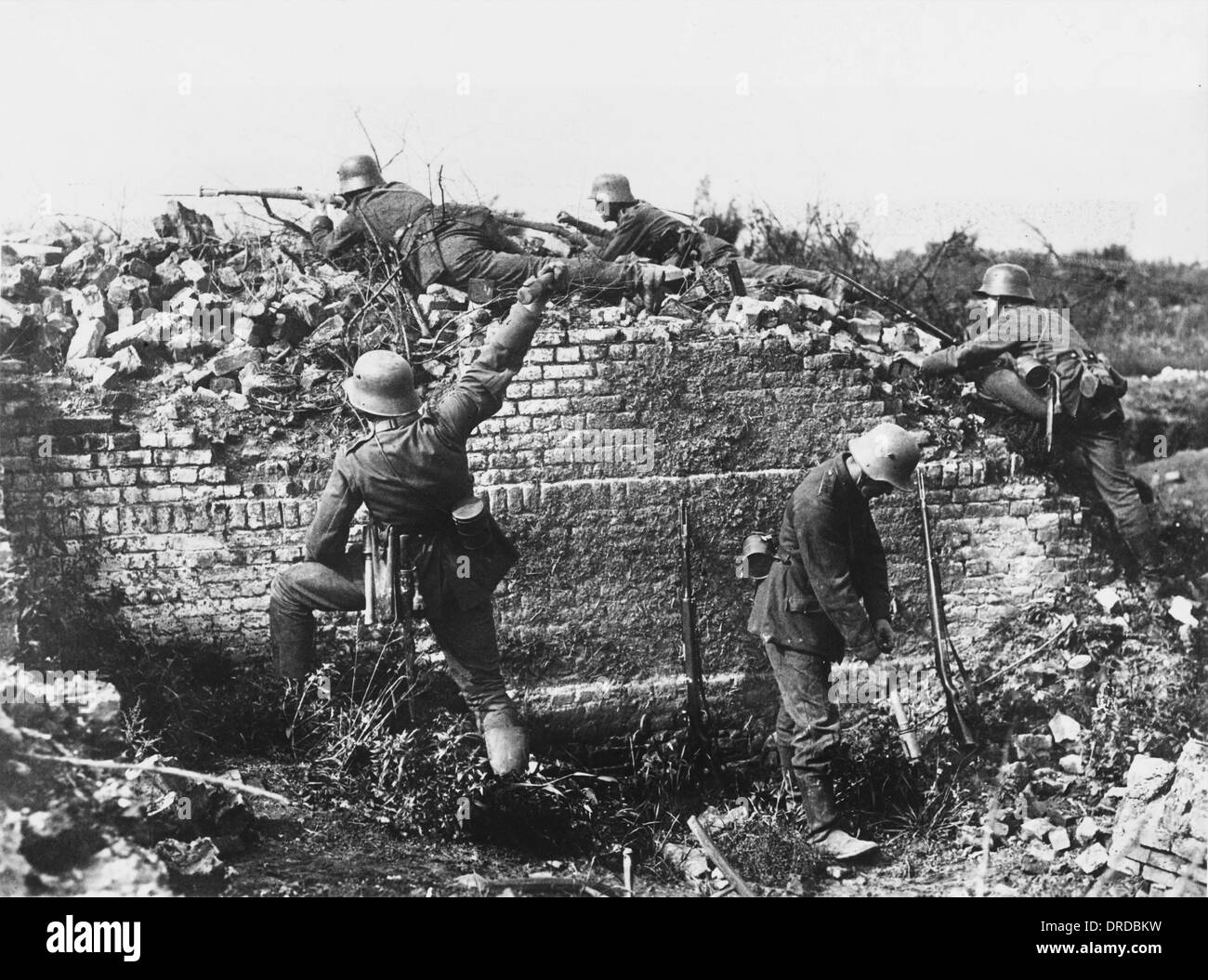 Deutsche Soldaten im Einsatz WWI Stockfoto
