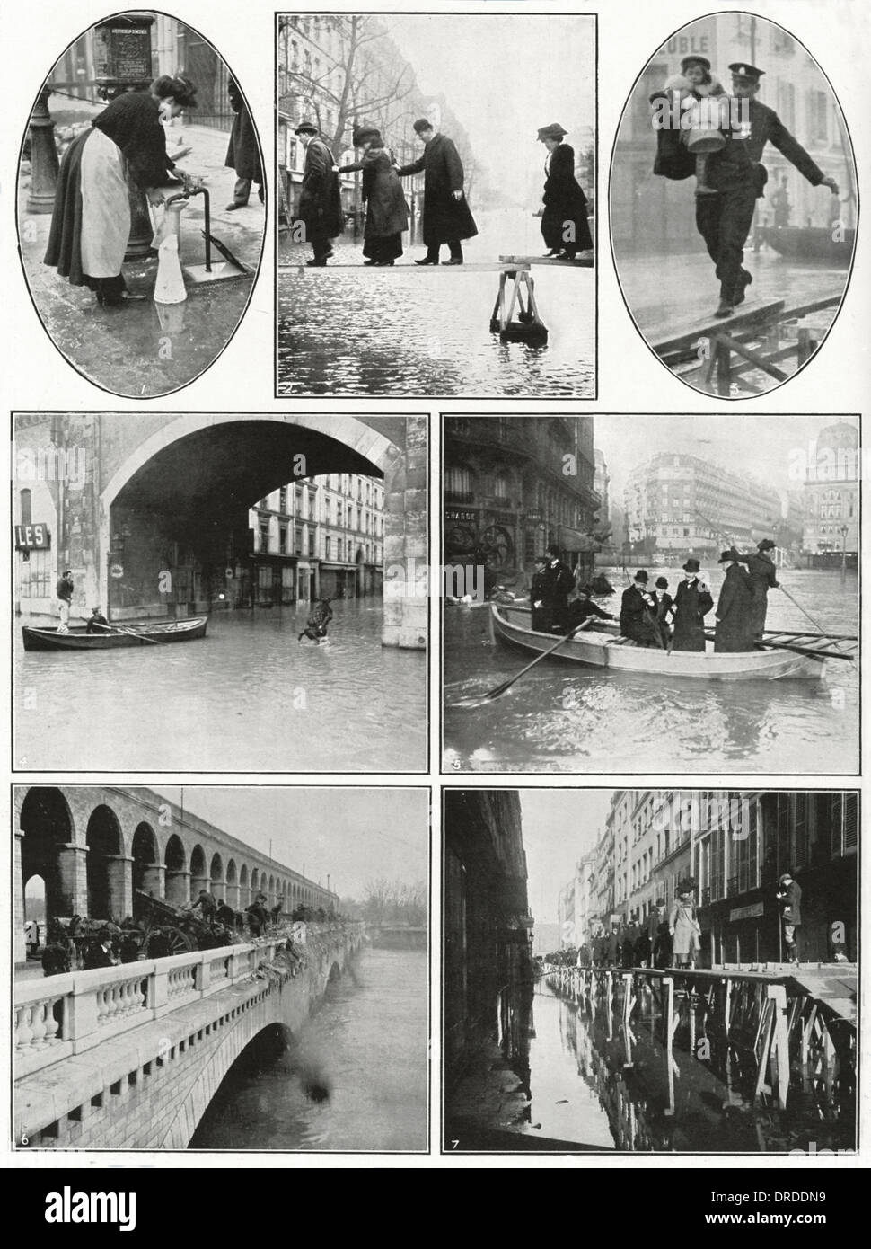 Pariser Leben während der Flut 1910 Stockfoto