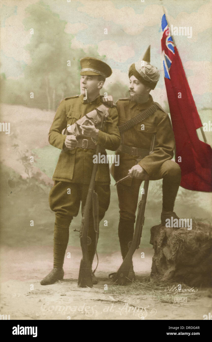 Britische und indische Soldaten - Verbündete WWI (2/3) Stockfoto