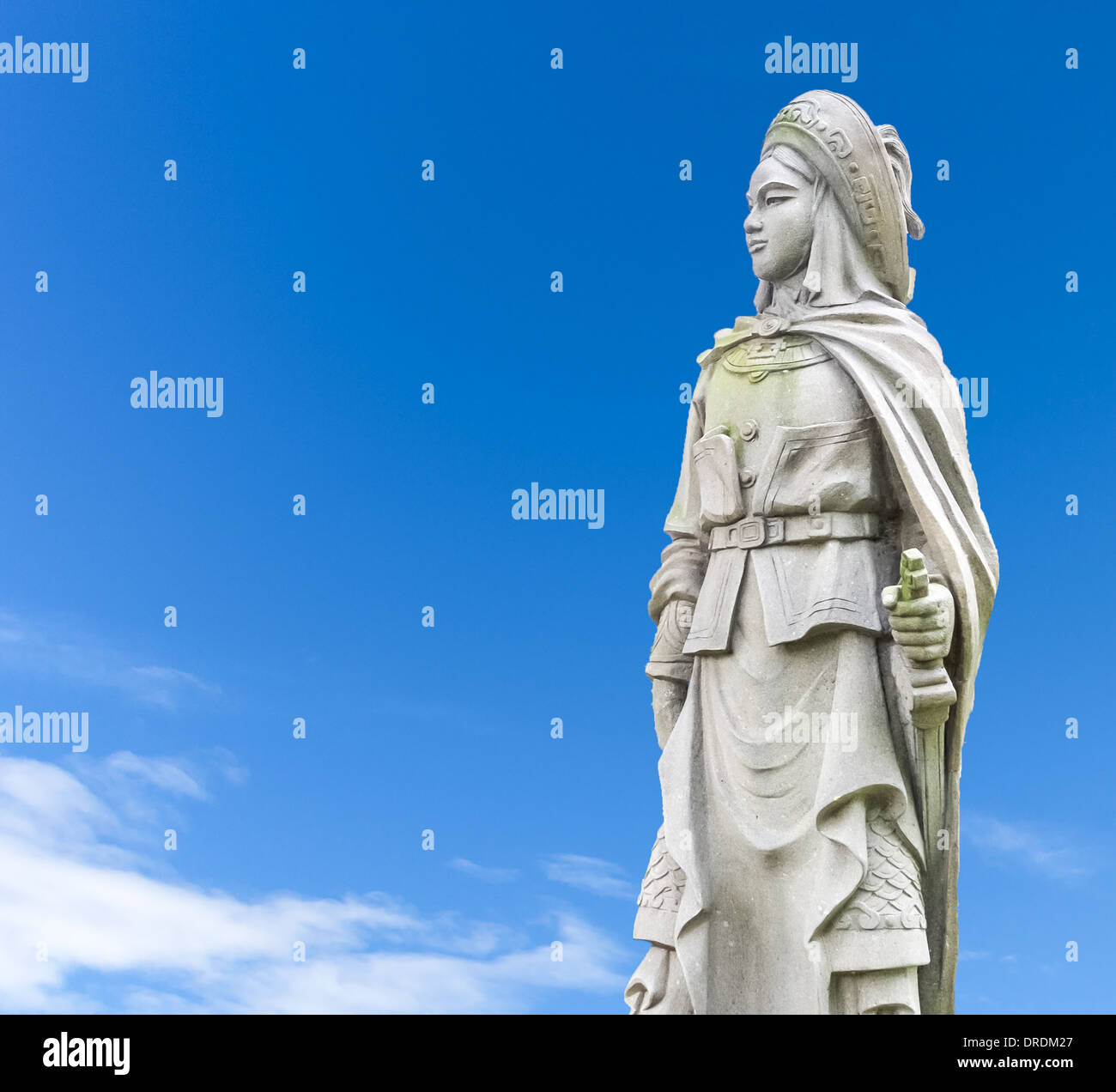Statue von Hua Mulan, chinesischer Garten, Singapur. Zusammengesetztes Bild Stockfoto