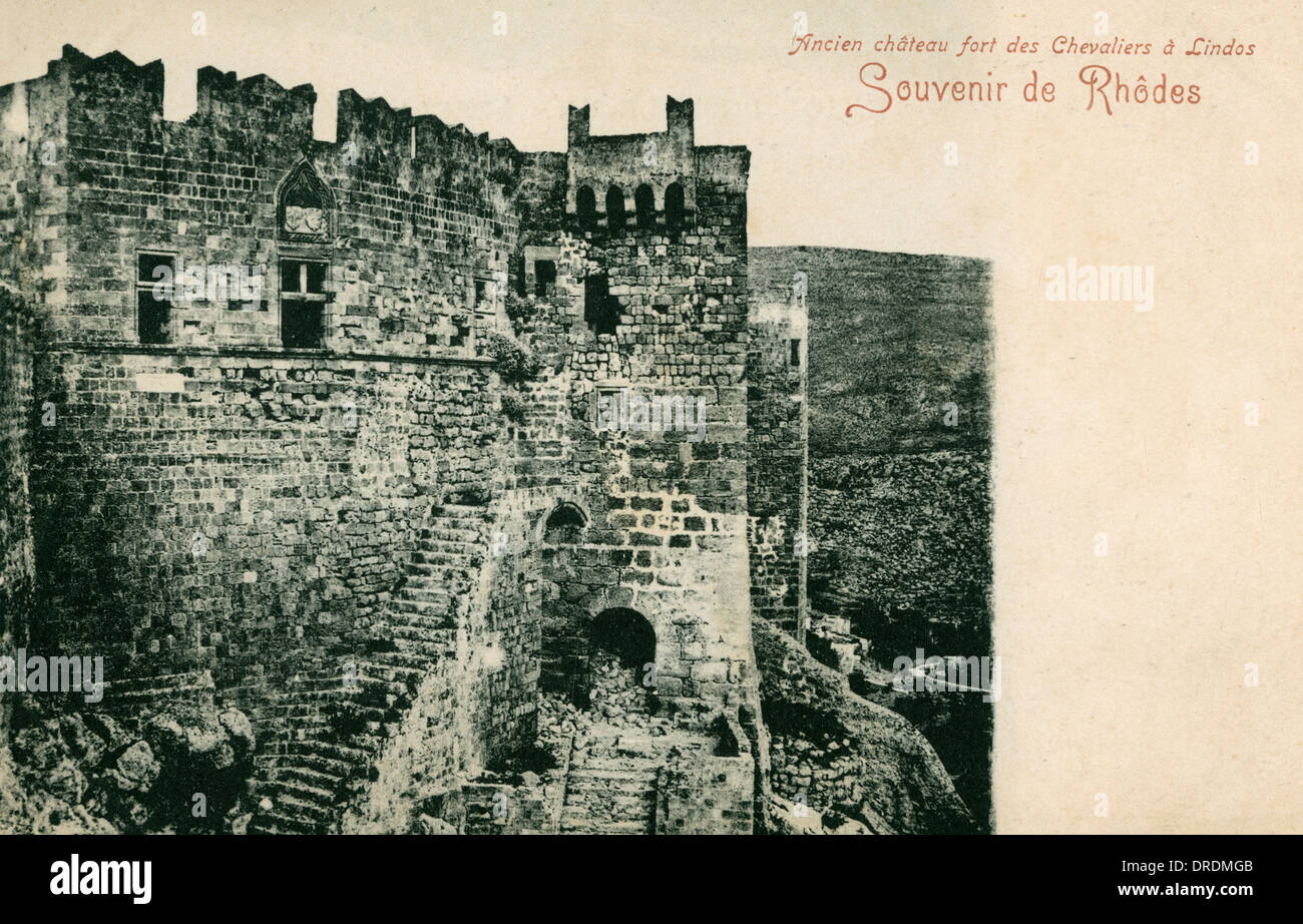 Lindos, Rhodos - Burg der Ritter des Johanniterordens (1/4) Stockfoto