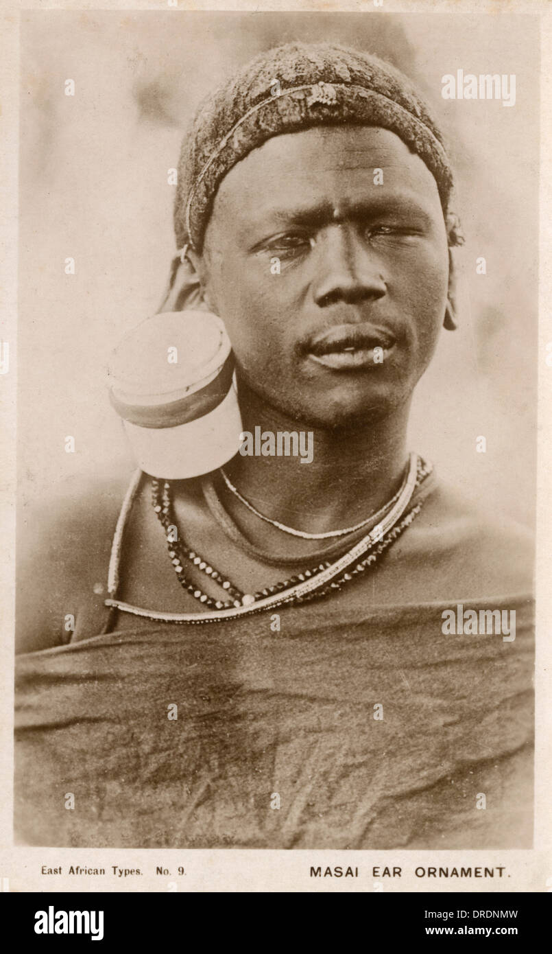 Kenia - Masai Mann mit längeren Ohrläppchen Stockfoto