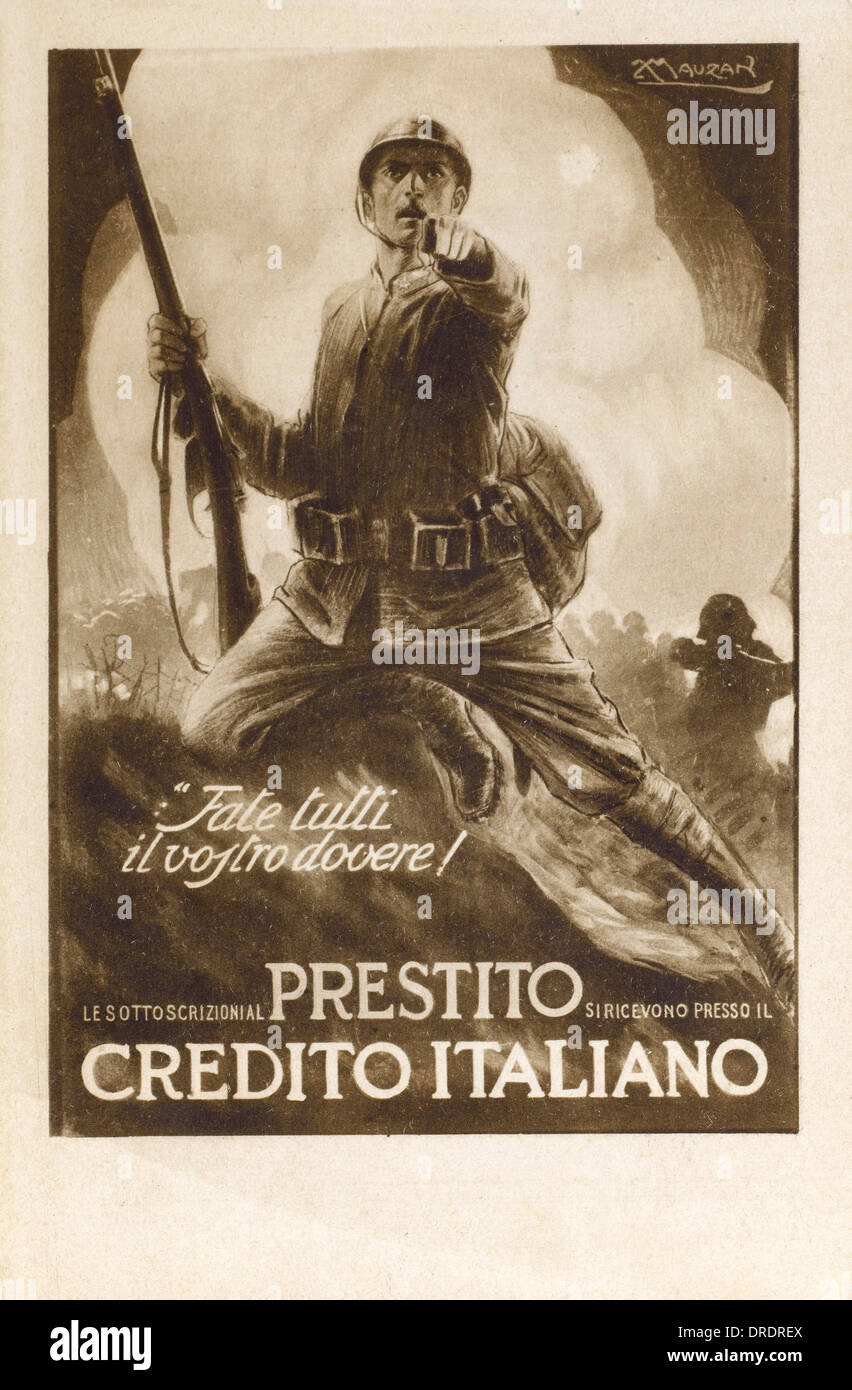 Italienische patriotische Karte - Ihre Pflicht tun, tun Sie Ihr Bestes Stockfoto