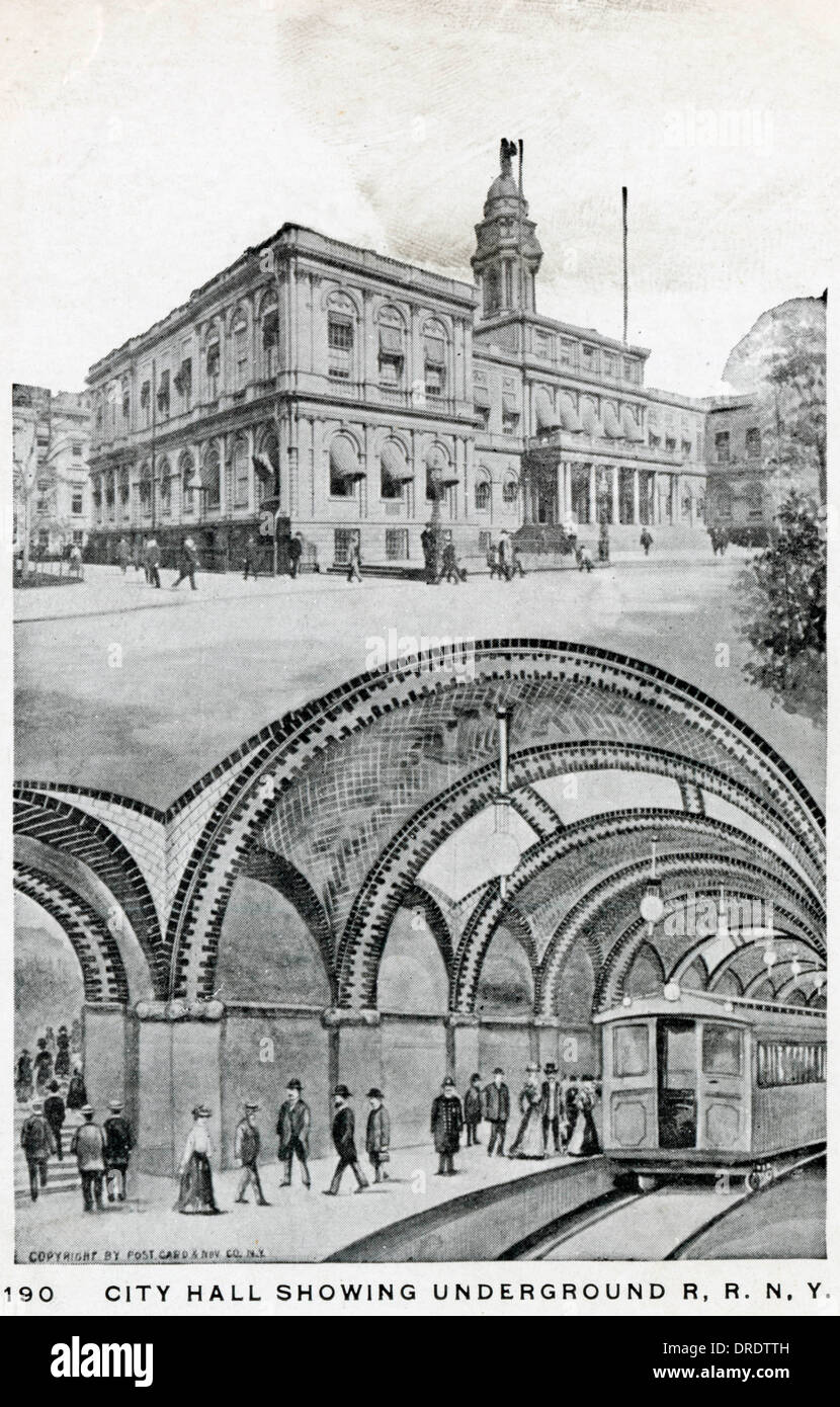 Rathaus und Subway, New York Stockfoto
