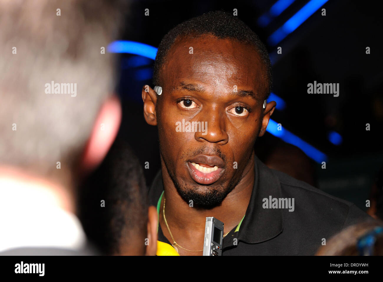 Jamaikanische Sprinter Usain Bolt Leaviing Cineworld Kino nach gerade "The Dark Knight Rises" Birmingham, England - 21.07.12 Stockfoto