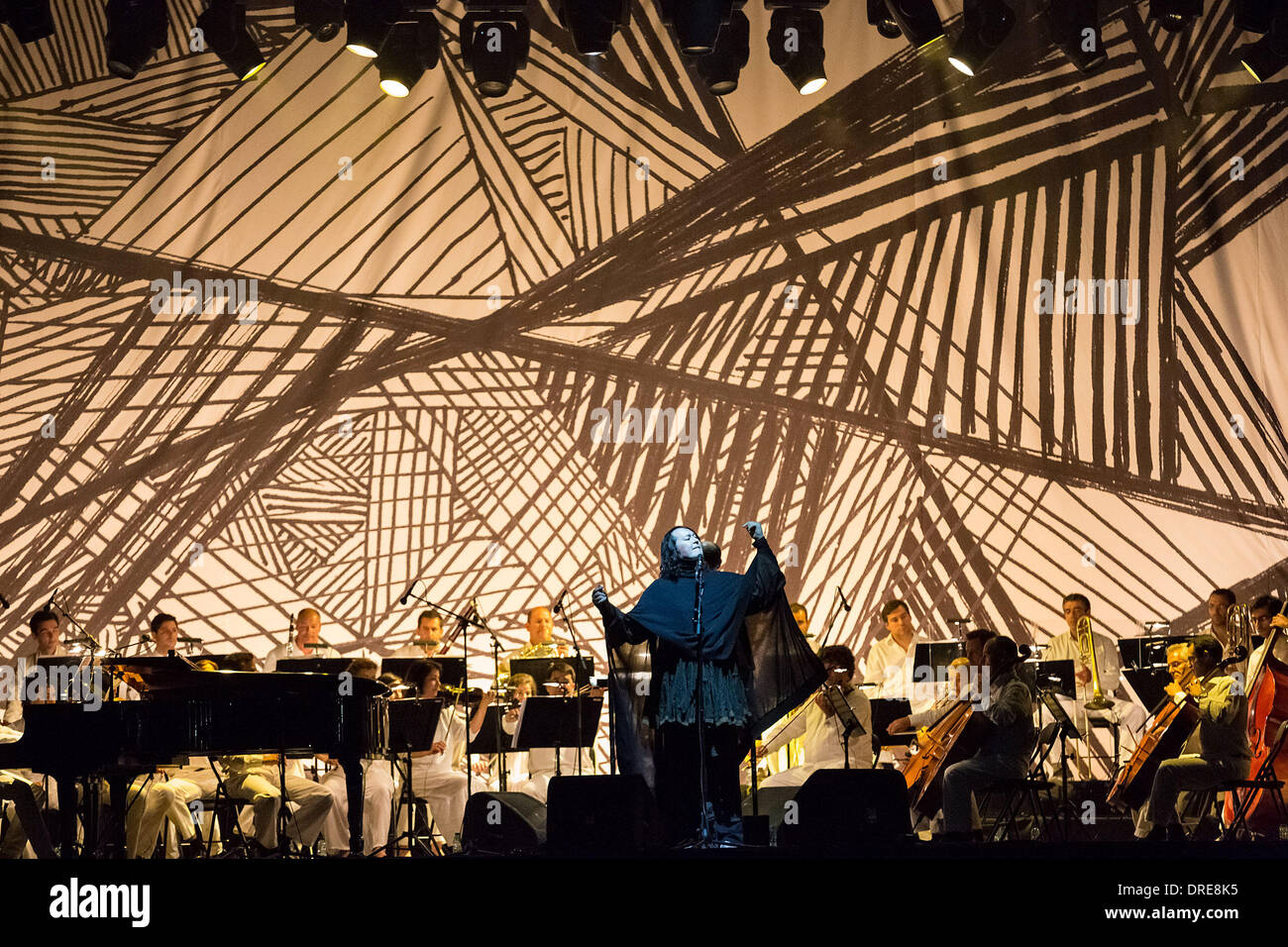 Antony und Johnsons mit Orchester Sinfonietta de Lisboa die live beim Cascais Musikfestival in Hipodromo Manuel Possolo. Cascais, Portugal - 25.07.12 Stockfoto