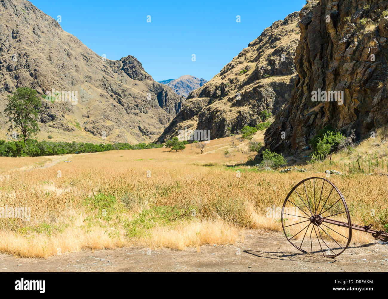 Die Kirkwood historischen Ranch, am Snake River, im Hells Canyon National Recreation Area, Idaho, USA. Stockfoto