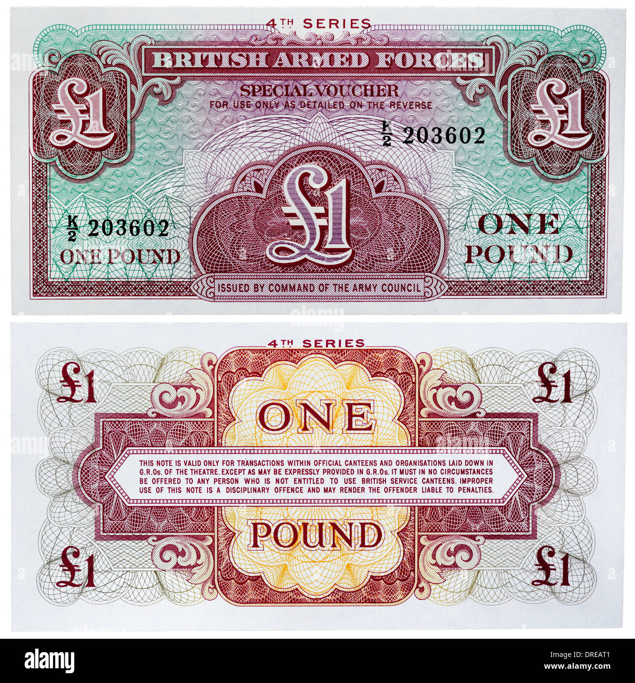 1 Pfund Banknote, British Armed Forces, 1962 Stockfoto