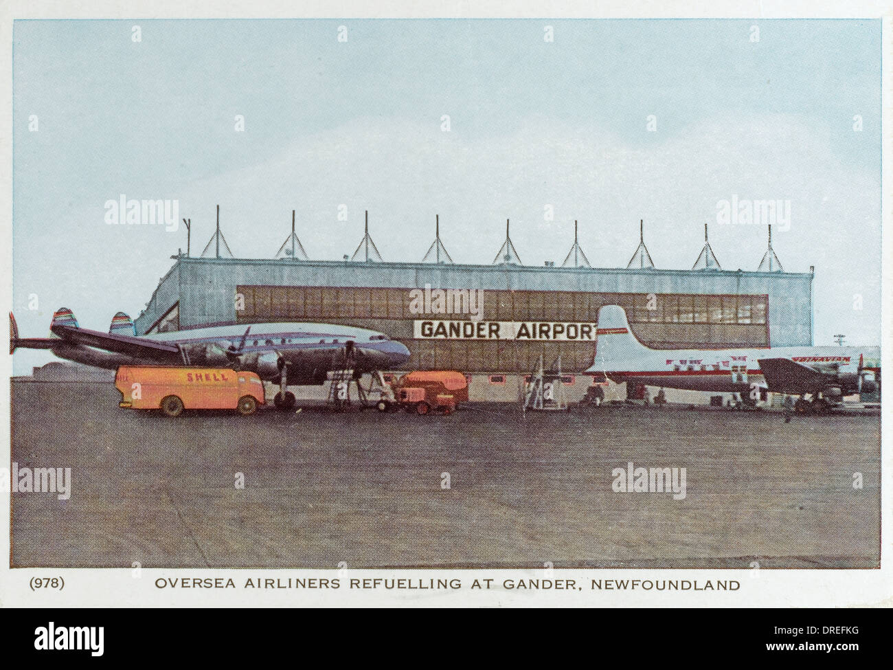 Flugzeugbetankung in Gander, Neufundland Stockfoto