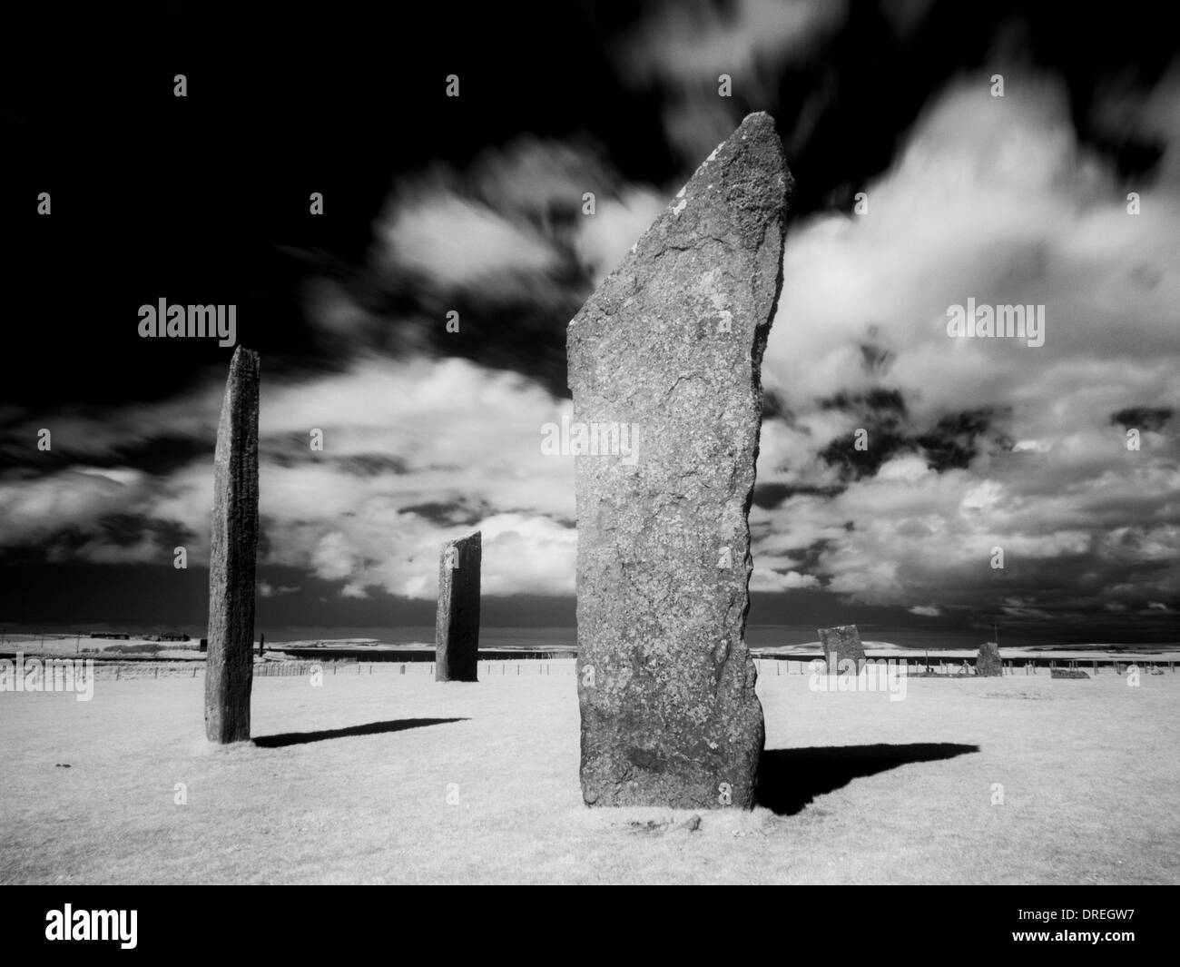 Bronzezeit Steinkreis, Orkney-Inseln Stockfoto