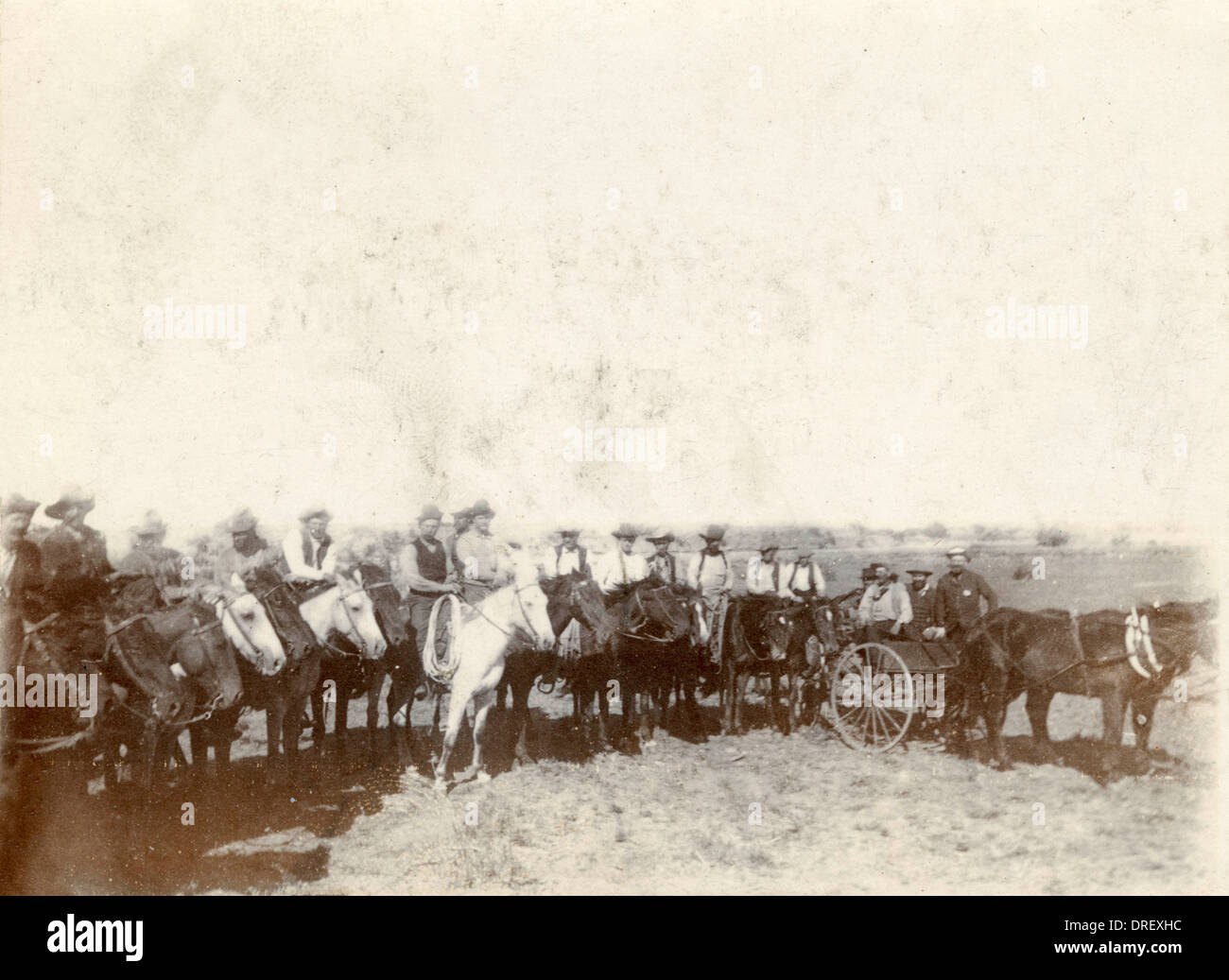 Eine Gruppe von Cowboys in einem Feld Stockfoto