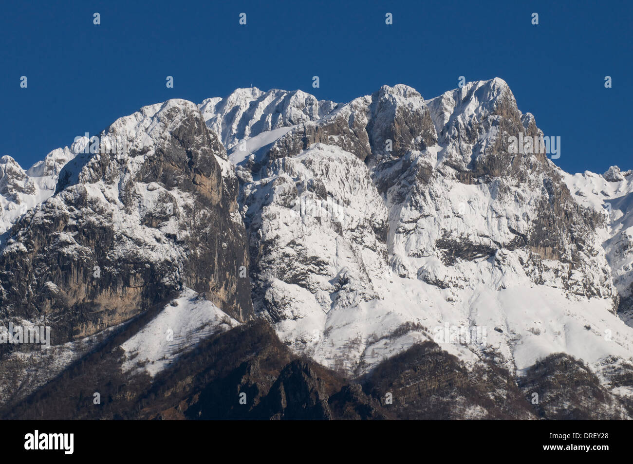 Berg, Grigna Settentrionale, Schnee, Comer See, Italien Stockfoto