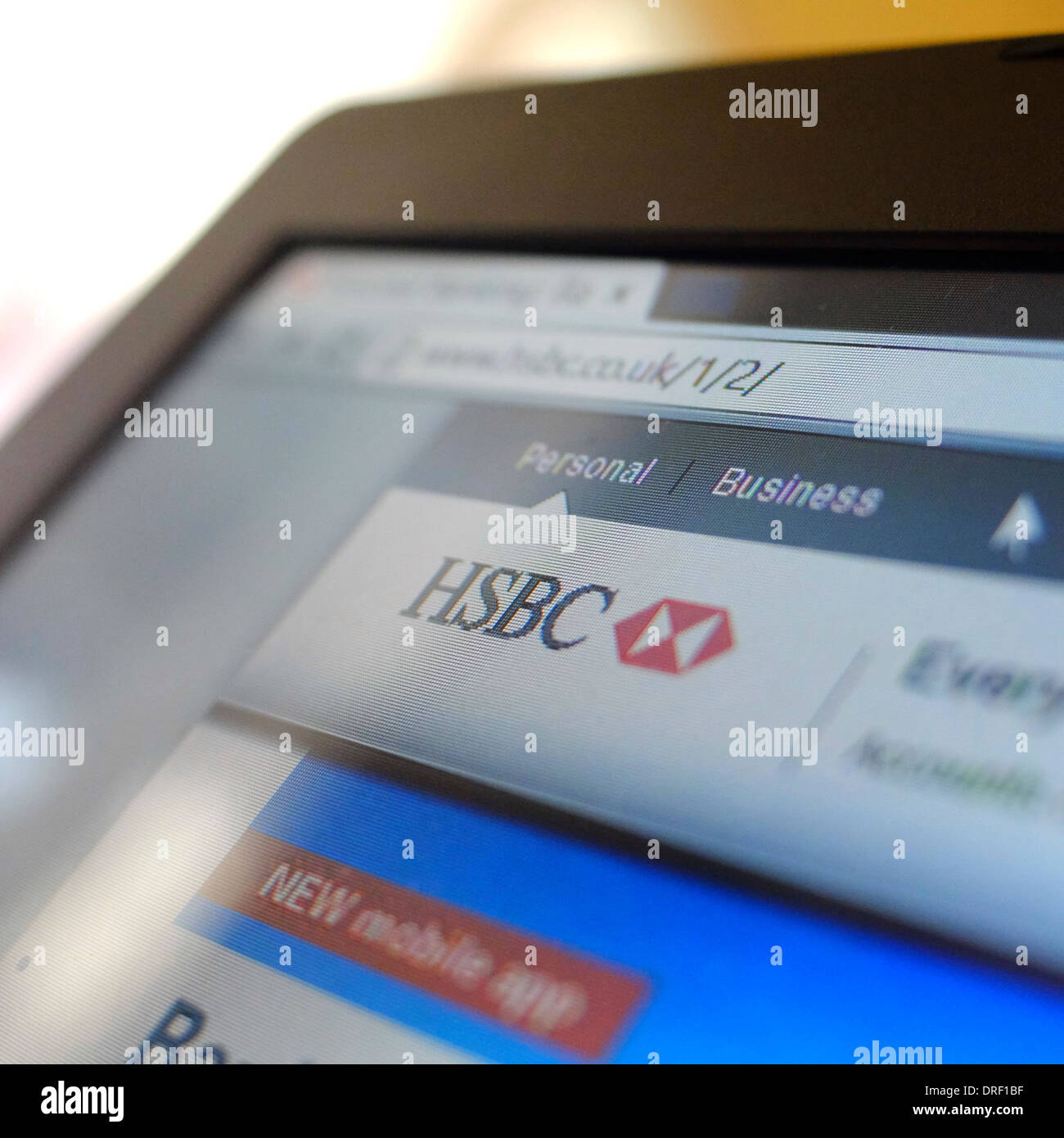 HSBC Internet banking auf einem Laptop Stockfoto