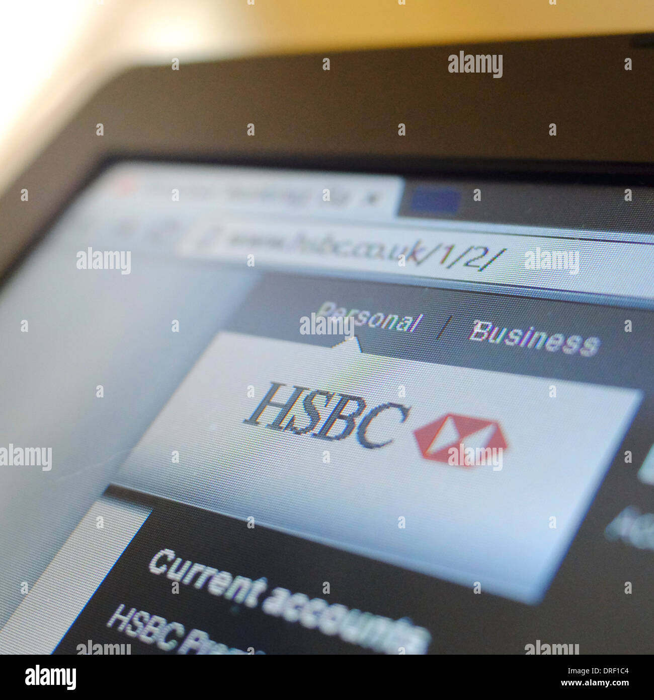 HSBC Internet banking auf einem Laptop Stockfoto