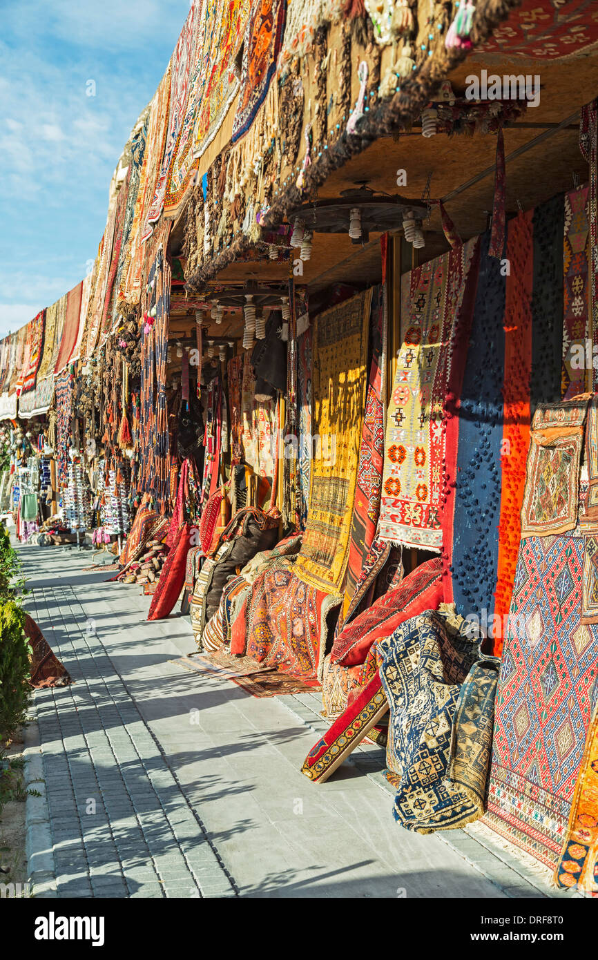 Teppich Geschäfte, Göreme, Kappadokien, Türkei Stockfotografie