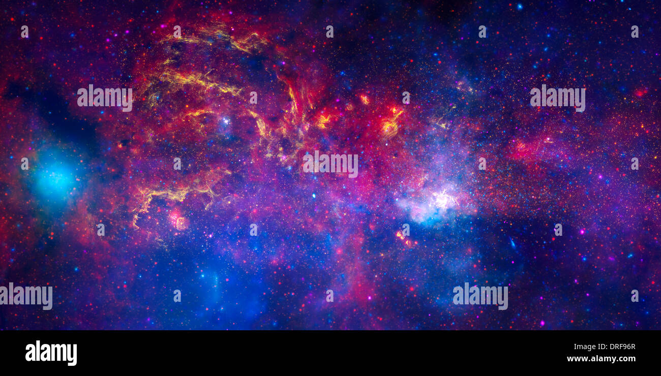 Blick auf das turbulente Herzstück unserer Milchstraße zur Verfügung gestellt durch das Hubble Space Telescope und seine Begleiter große Observatorien Stockfoto