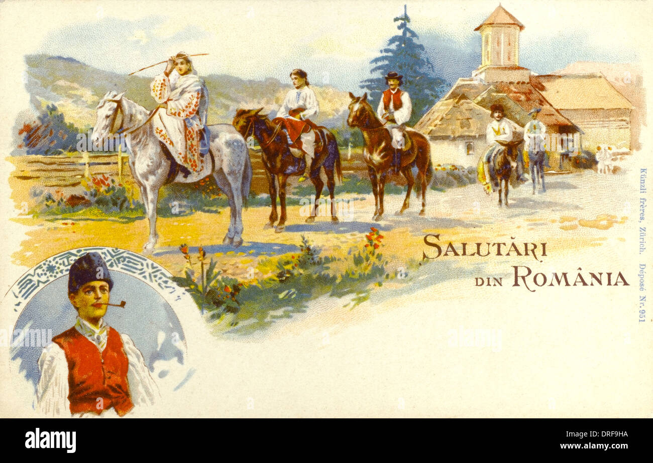 Country-Folk auf dem Pferderücken - Rumänien Stockfoto