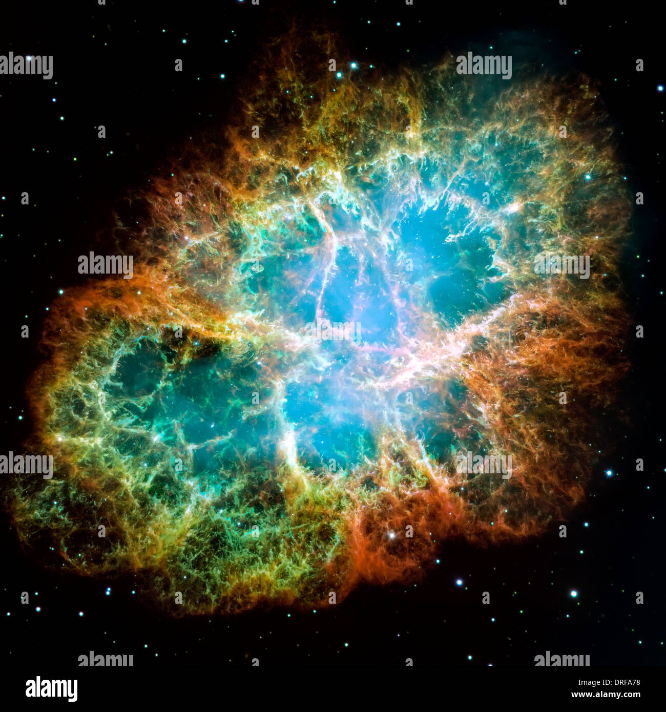 Hubble Space Telescope Bild geben die detaillierteste Ansicht so weit von der gesamten Krebsnebel je gemacht habe. Stockfoto Hubble Space Telescope Bild geben die detaillierteste Ansicht so weit von der gesamten Krebsnebel je gemacht habe. Stockfoto