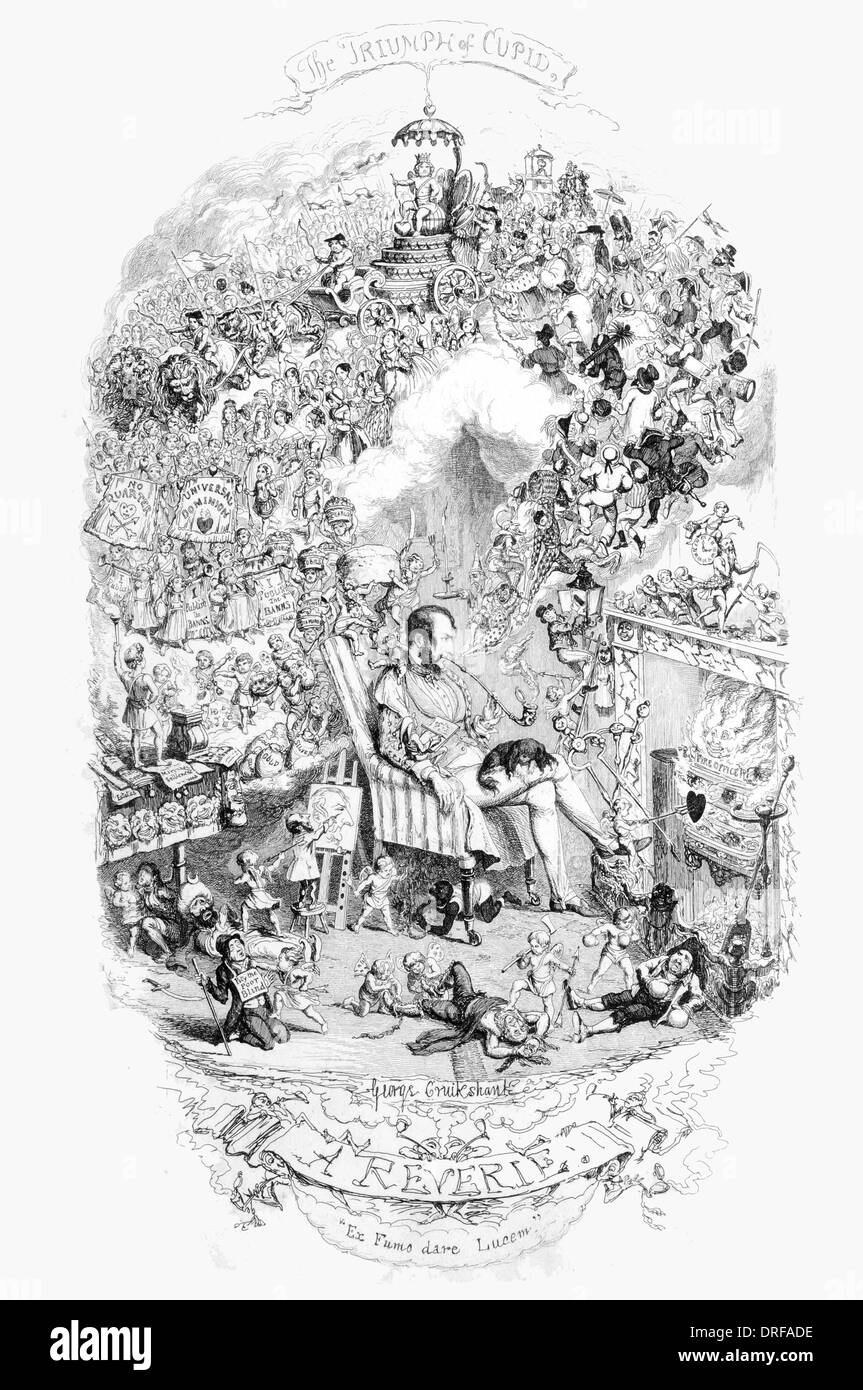 George Cruikshank A Träumerei veröffentlicht 1845 Stahlstich Stockfoto