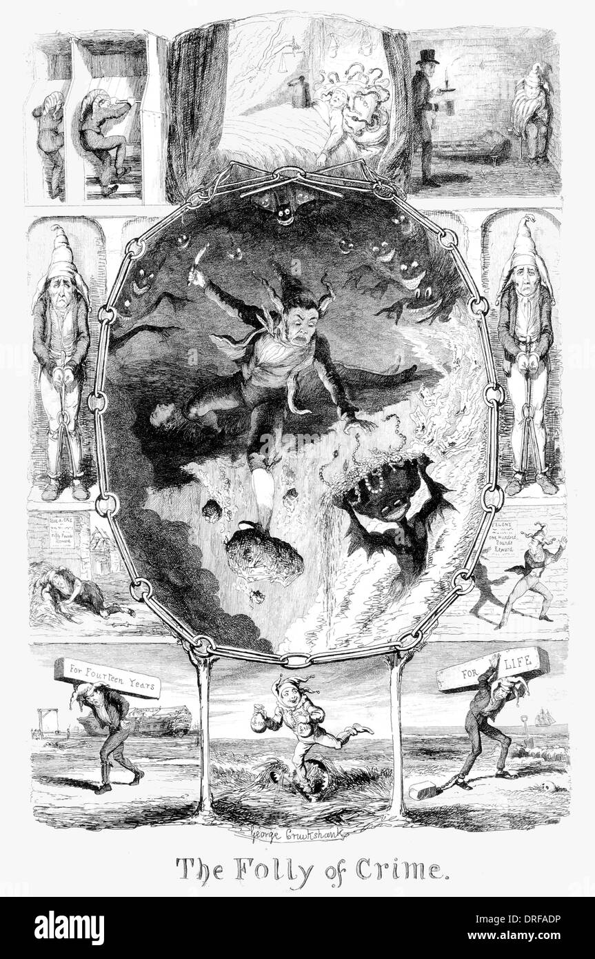 George Cruikshank die Torheit des Verbrechens veröffentlicht 1845 Stahlstich Stockfoto