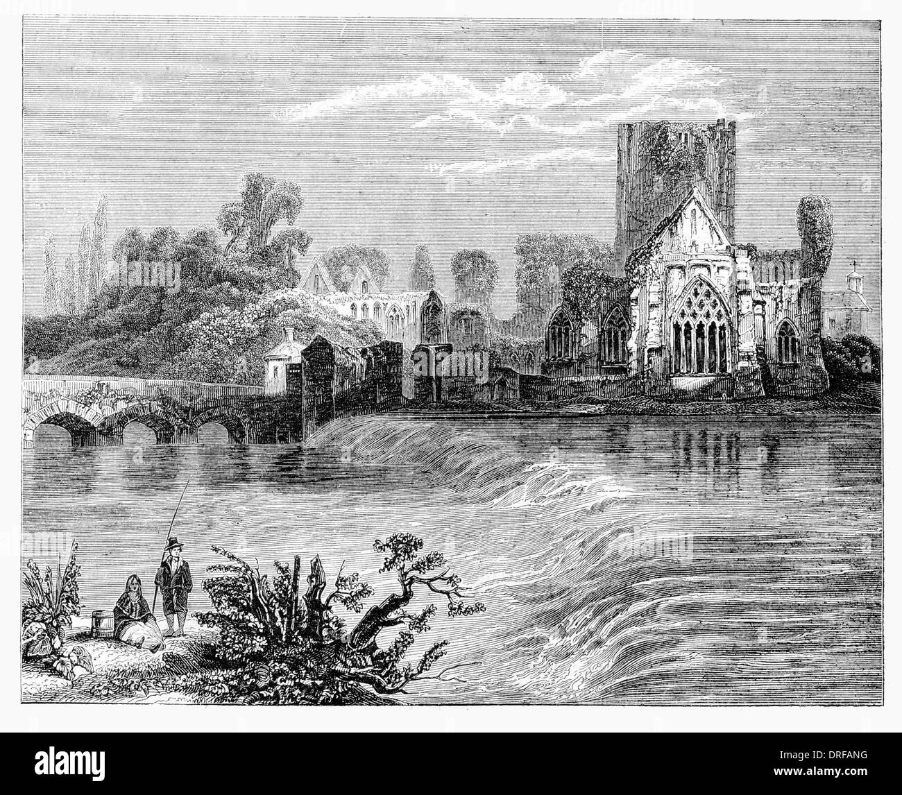 Holy Cross Abbey Tipperary Zisterzienser Kloster Holycross Thurles Ireland Fluss Suir Nationaldenkmal ca. 1854 Stockfoto
