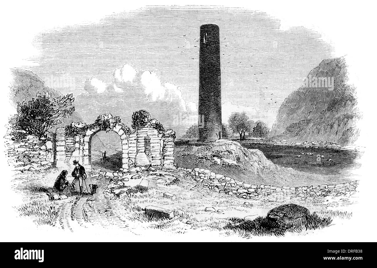 Eingang zu den sieben Kirchen, Glendalough County Wicklow Irland ca. 1854 Stockfoto