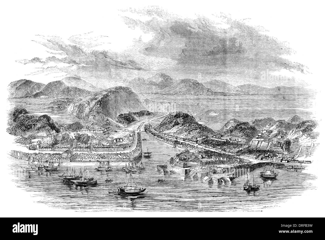 Die Stadt von Shimonoseki Japan 1854 Stockfoto