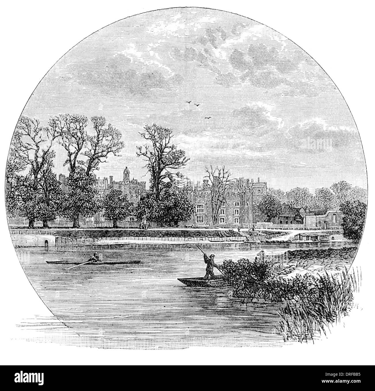 Hampton Court aus dem Fluss Themse London Borough of Richmond upon Thames, Greater London um 1880 Stockfoto