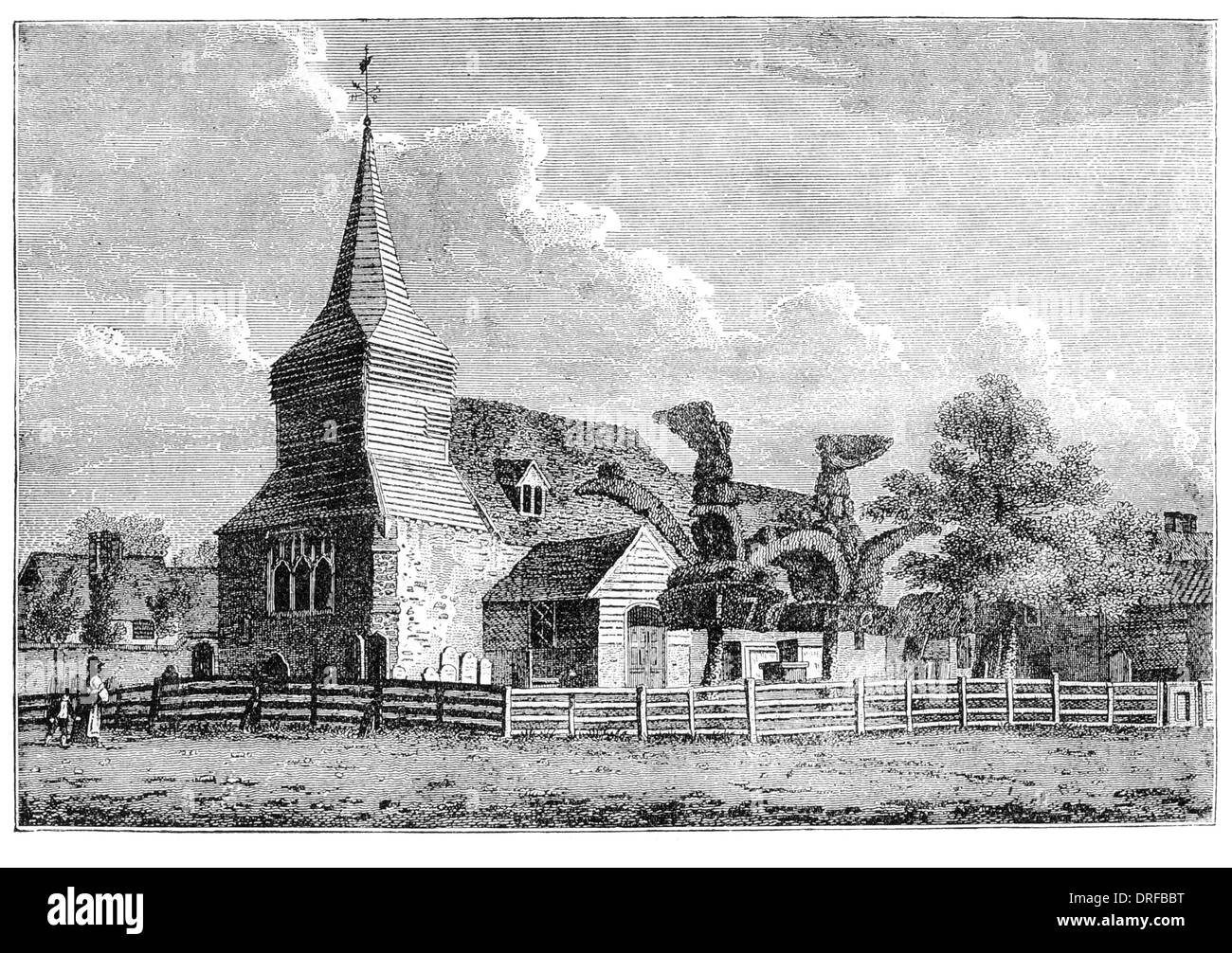 St. Mary the Virgin Church, Bedfont grün, Ost Bedfont, London Borough of Hounslow, Greater London um 1880 Stockfoto