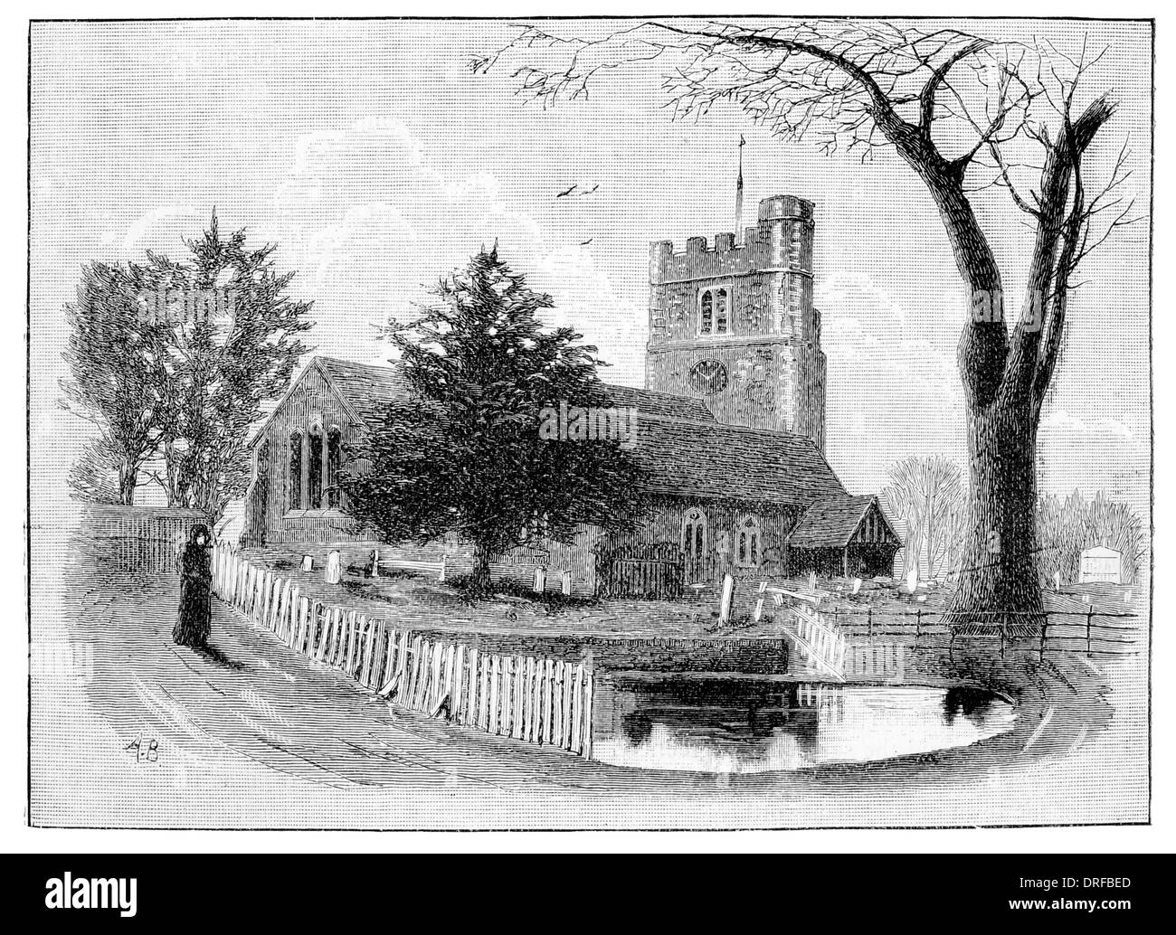 Buschige Kirche London Borough of Richmond upon Thames um 1880 Stockfoto
