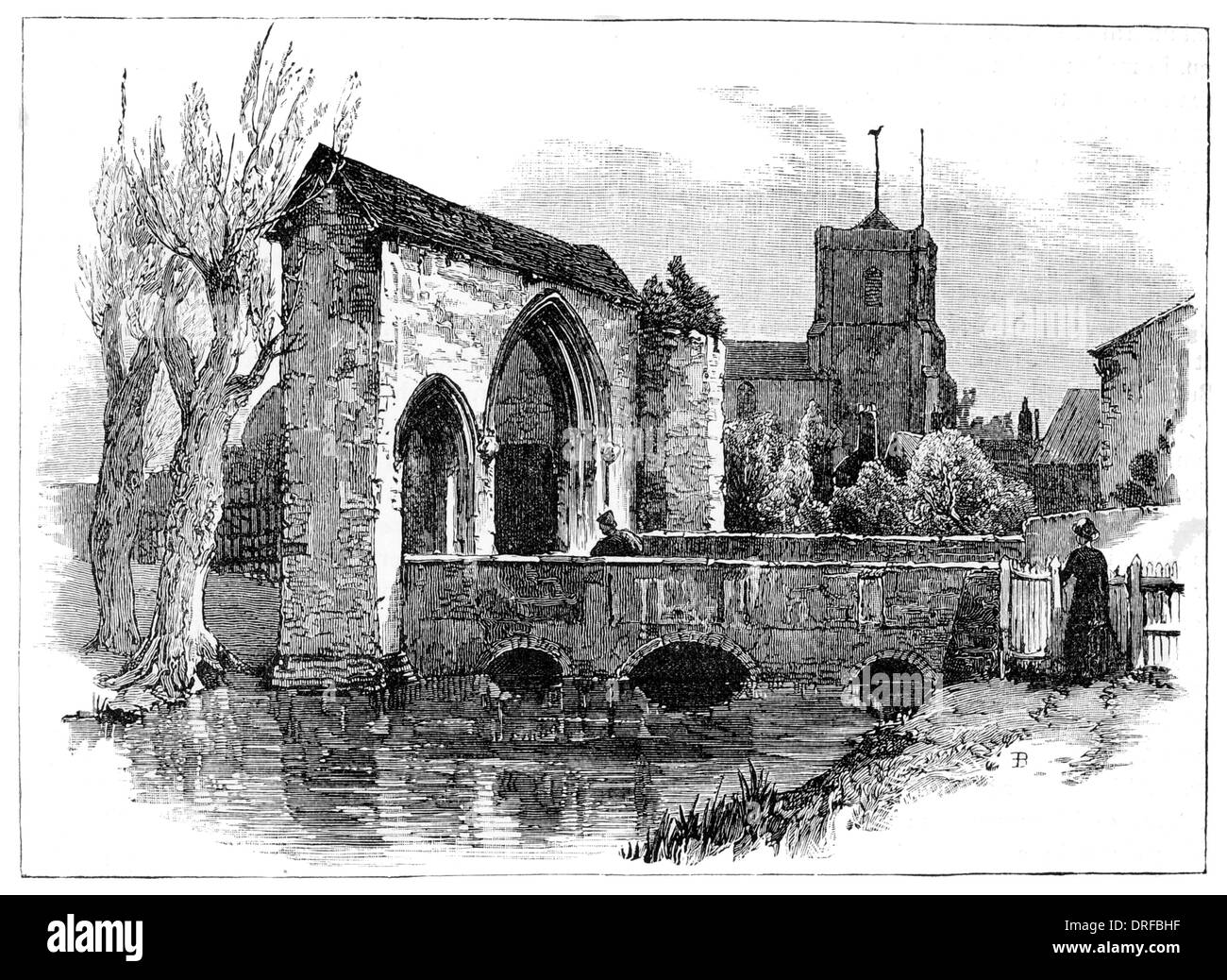 Tor und Brücke, Waltham Abbey, Markt Stadt, Epping Forest District Grafschaft Essex Stockfoto