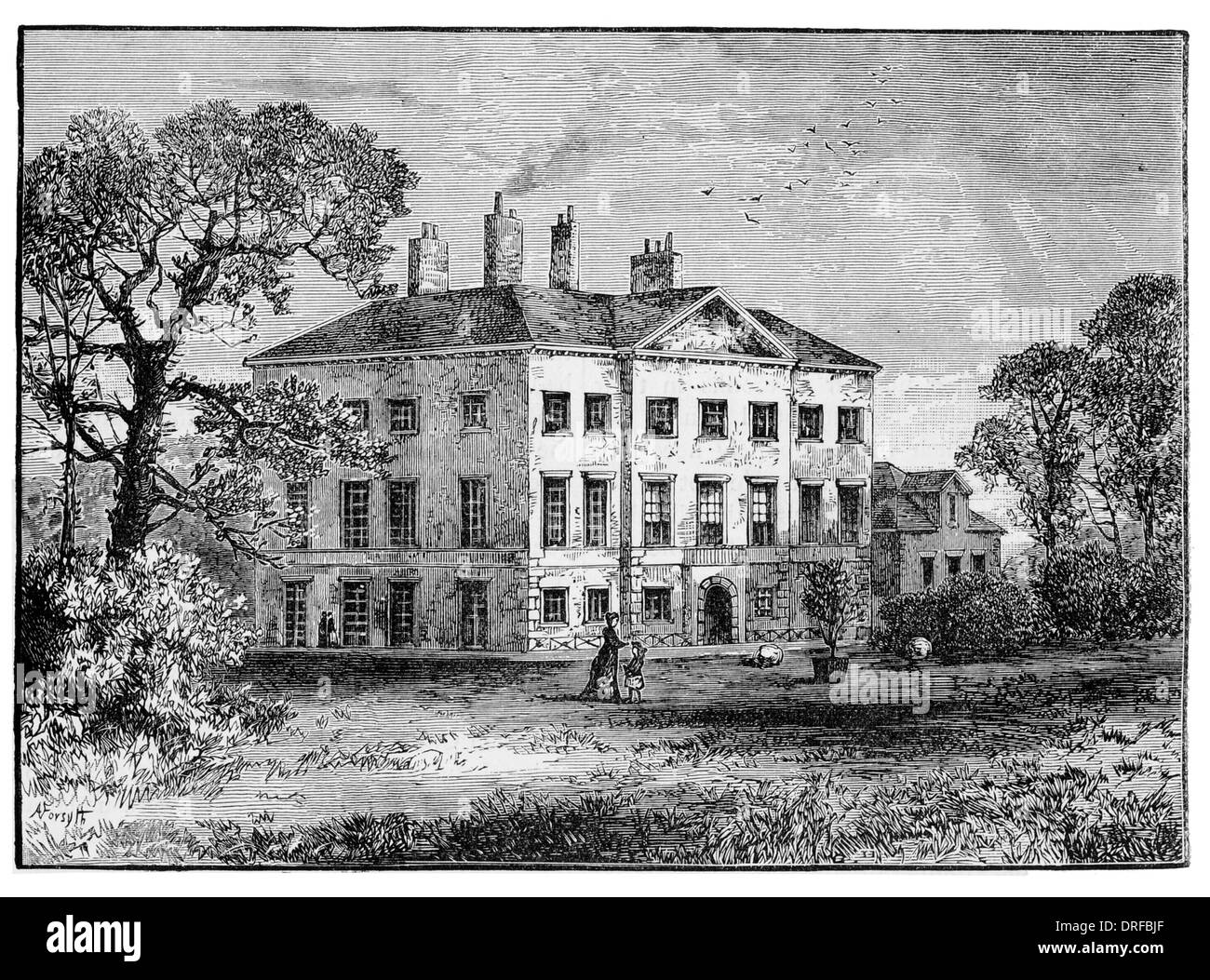 Weitlaeufiger Hall, Landhaus aus dem 18. Jahrhundert in der Nähe von Epping in Essex um 1880 Stockfoto