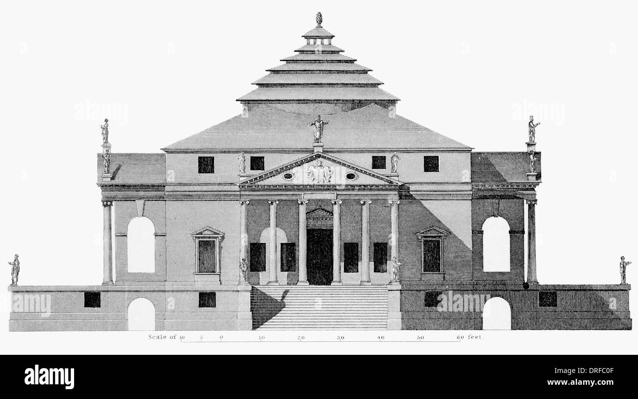 Villa Capra in der Nähe von Vicenza-Italien-Vorderansicht Stockfoto