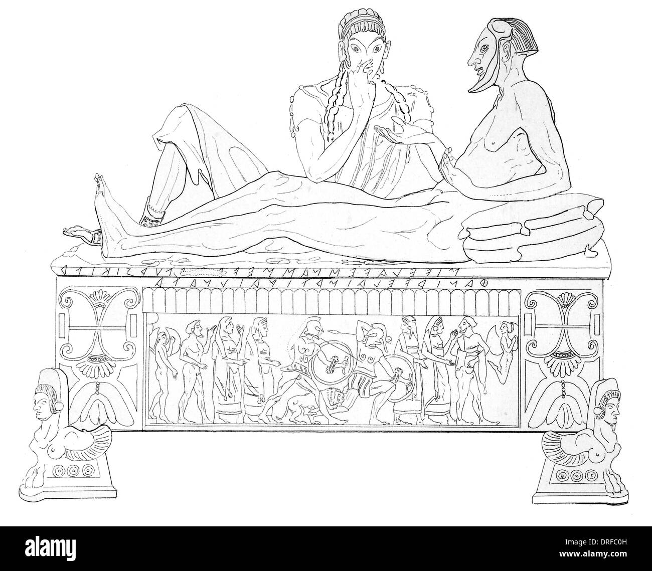 Etrurien Terracotta Sarkophag aus Caere Cervetri Vorderansicht Stockfoto