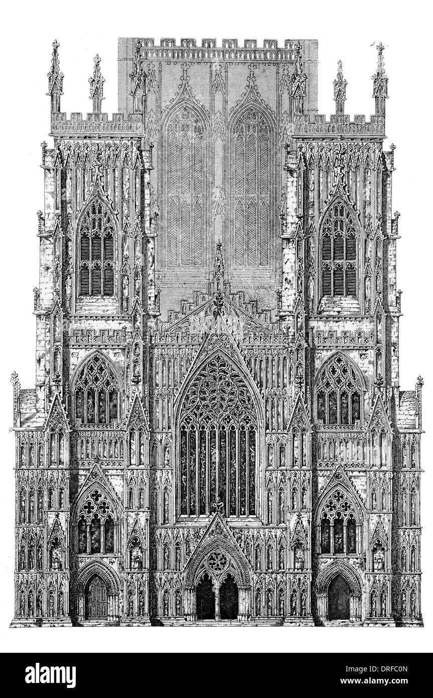 York Minster Kathedrale Westfassade Stockfoto