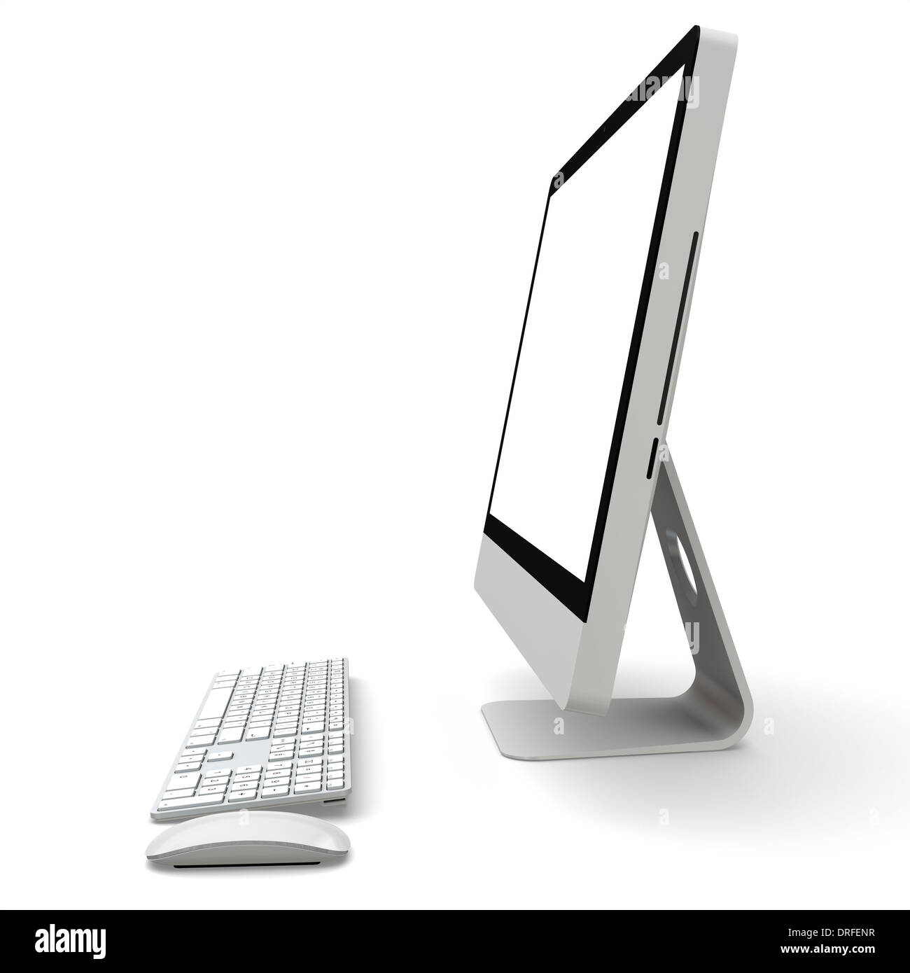 Moderne Desktop-Computer mit weißen leeren Bildschirm isoliert auf weißem Hintergrund Stockfoto