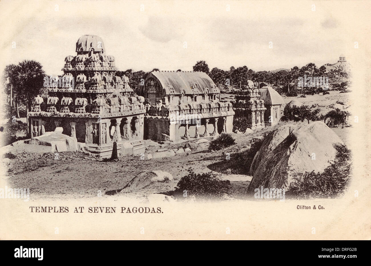 Pancha Rathas in Mahabalipuram, Südindien Stockfoto