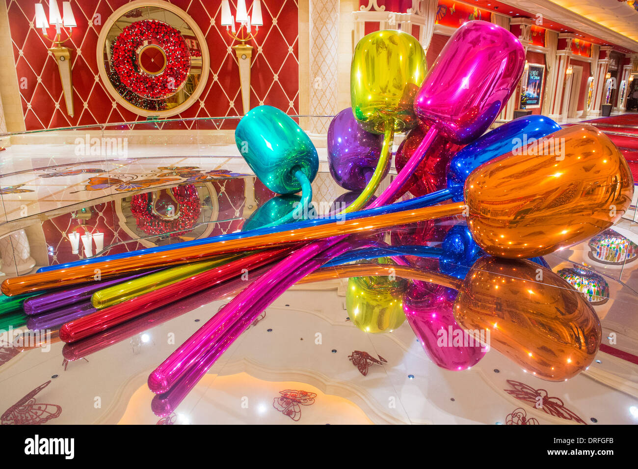 Jeff Koons Tulpen Skulptur im Wynn Hotel in Las Vegas anzeigen Stockfoto